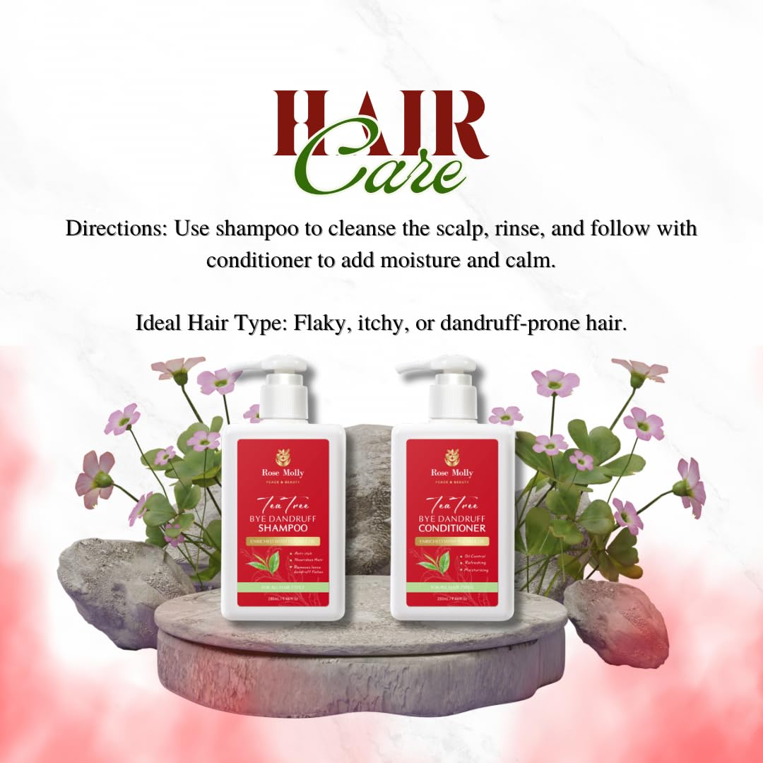 Tea Tree Anti-Dandruff Shampoo & Conditioner Set - 9.46 fl oz for Scalp Care & Itchy Scalp Relief - Perfect for Daily Hair Wash & Dandruff Control
