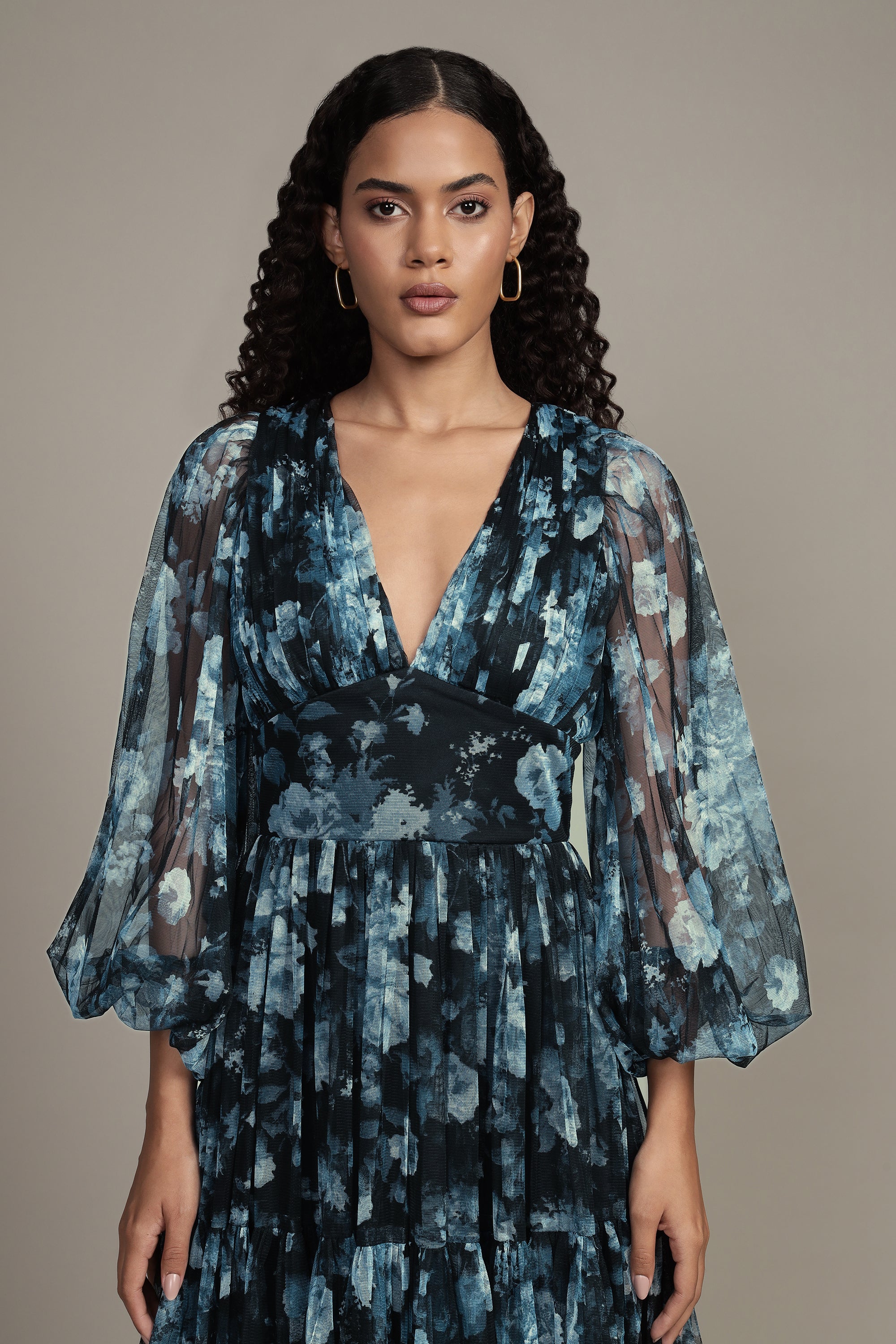 Rome Blue Floral Tulle Mini Dress - Elegant Party Dress for Women, Summer Wedding Guest Dress, Boho Chic Cocktail Dress, Perfect for Date Night & Special Occasions