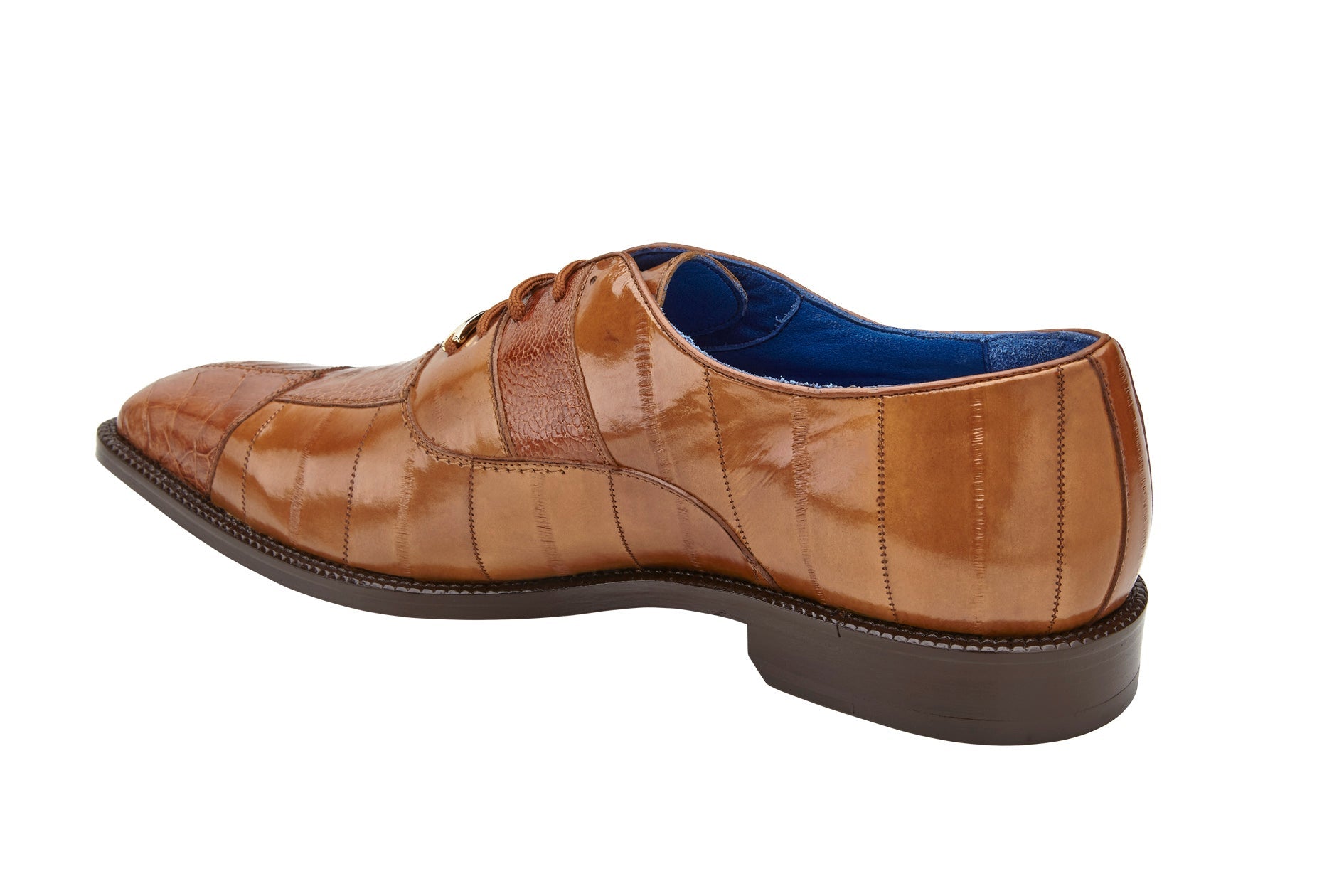 Belvedere Mare Genuine Ostrich & Eel Leather Dress Shoes in Camel - Size 9.5 - Luxury Formal Footwear for Business Meetings & Special Occasions