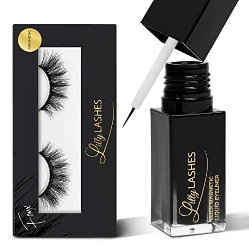 Lilly Lashes Click Magnetic Eyelashes with Magnetic Eyeliner Kit - Reusable False Eyelashes for Natural & Dramatic Look | Perfect for Weddings, Parties & Daily Makeup