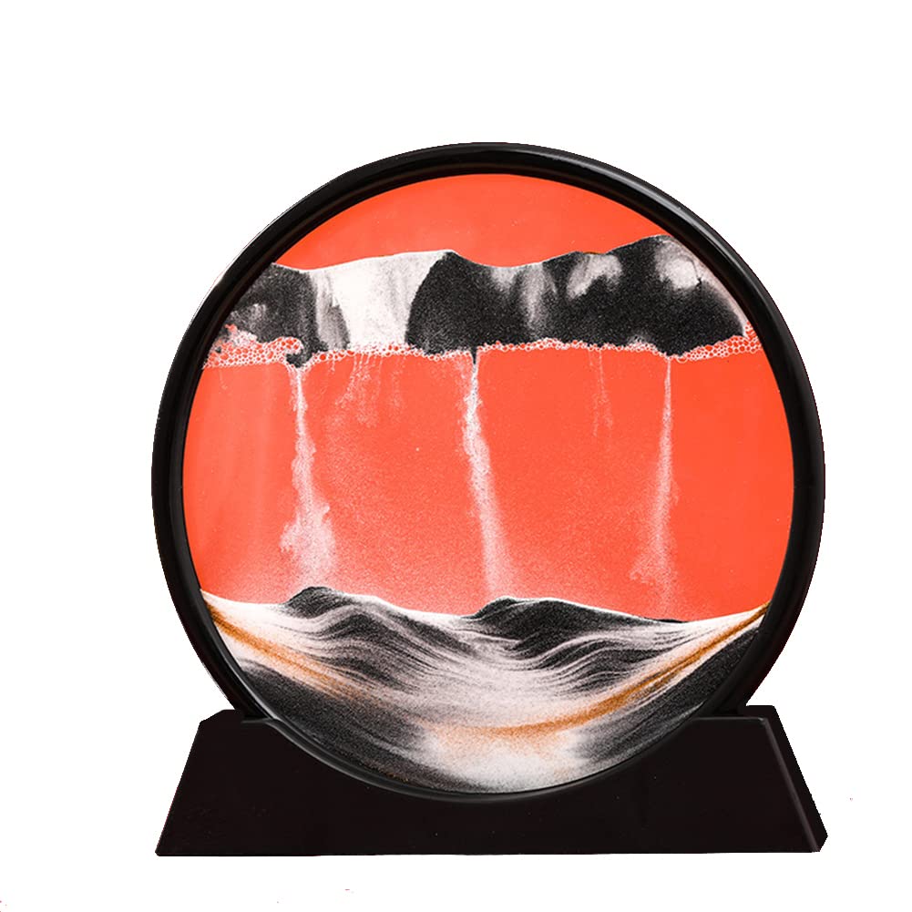 3D Dynamic Sand Art Liquid Motion - Moving Sand Art Picture in Round Glass Frame, Deep Sea Sandscape Motion Display for Home & Office Decoration - Flowing Sand Art Toy for Adults & Kids (Black) | Perfect for Stress Relief, Meditation & Desktop Decor