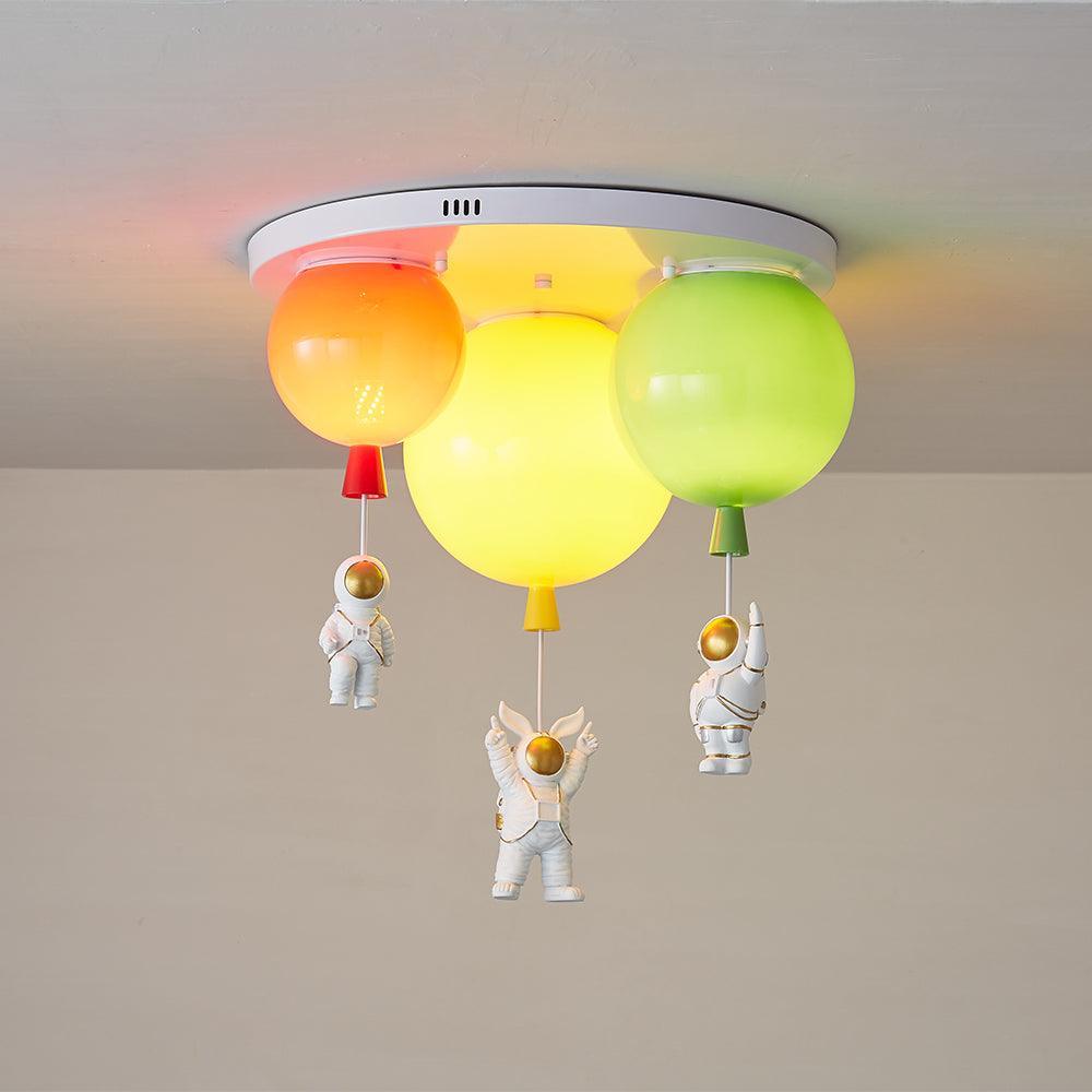 Astronaut Glossy Balloon Ceiling Lamp - Space Themed LED Night Light for Kids Room & Nursery Decor - Perfect for Bedroom, Playroom, and Birthday Party Decorations