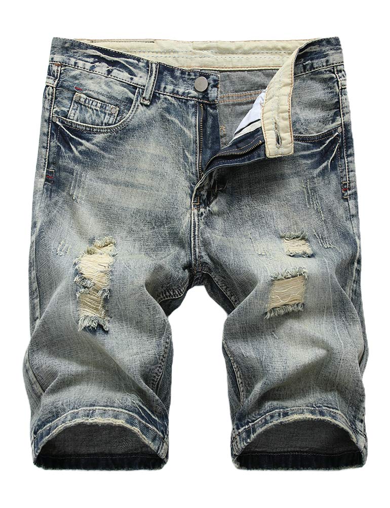 **IDEALSANXUN Men's Ripped Denim Shorts - Trendy Patterned Jean Shorts for Casual & Summer Outfits**