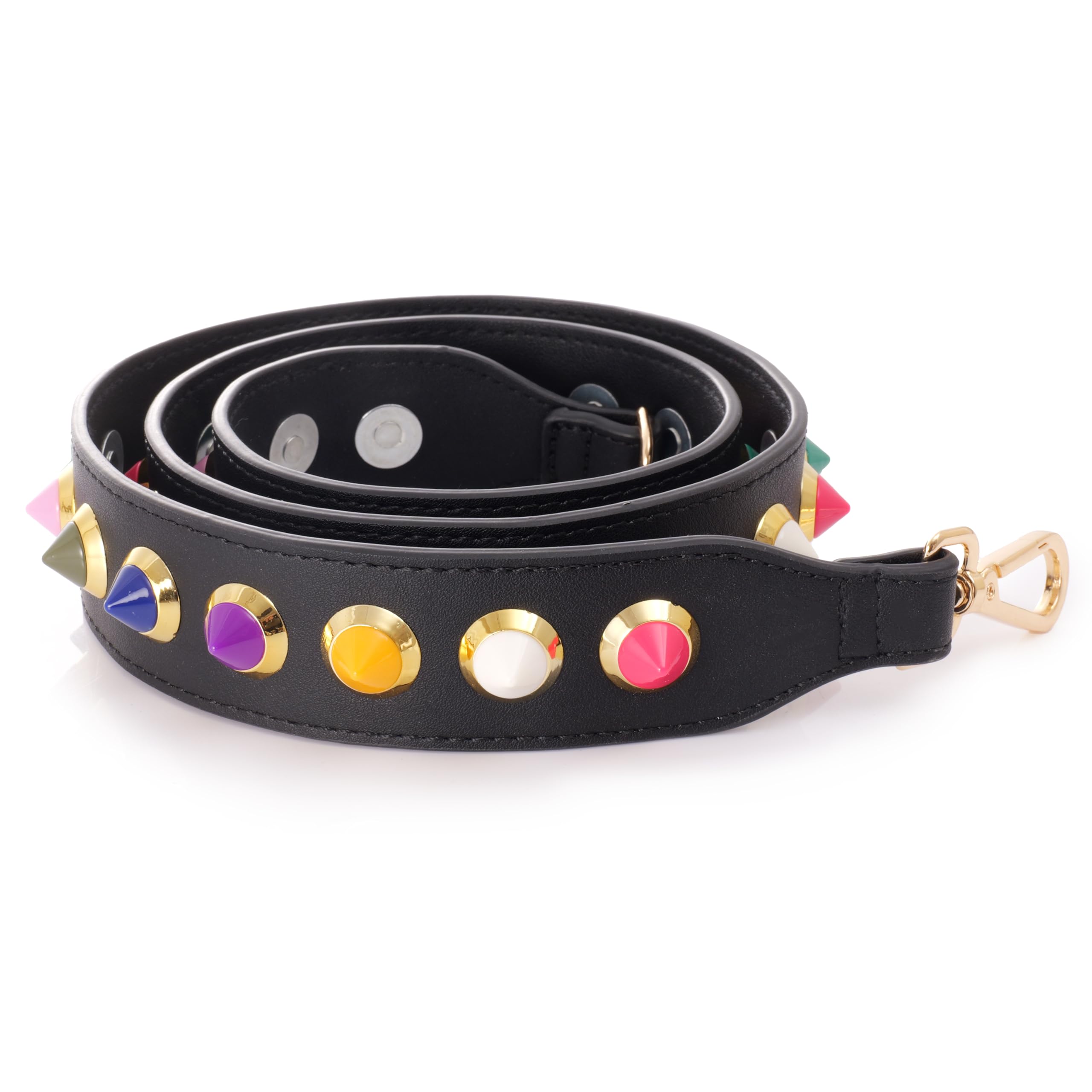 BLOC Studded Shoulder Strap for Crossbody Bags & Purses - Black with Multicolor Studs - Perfect for Everyday Use