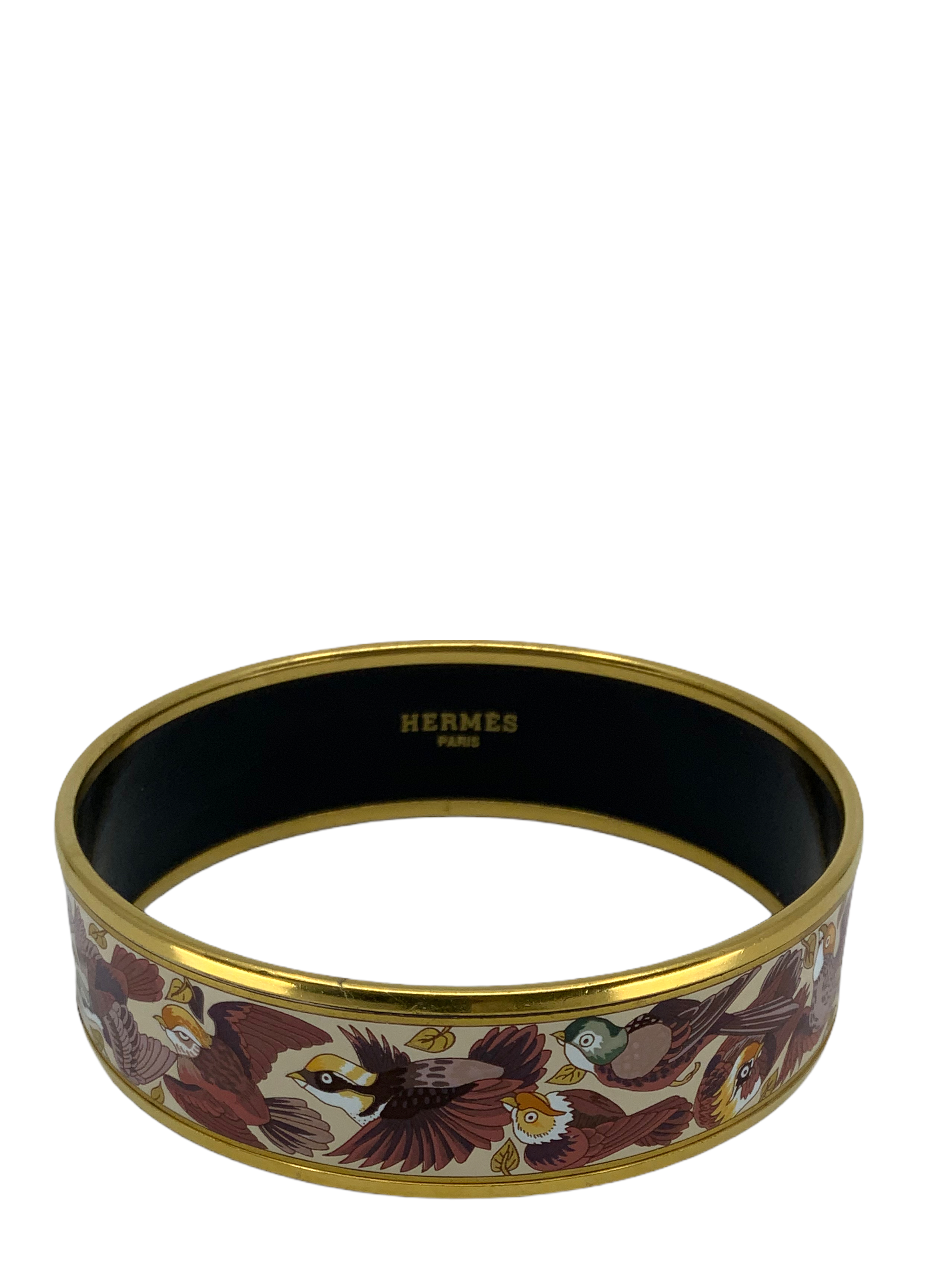 Hermes Birds Printed Enamel Wide Bracelet for Women - 70mm Fashion Jewelry for Casual & Formal Occasions