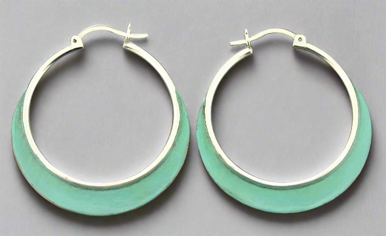 Vintage Large Hoop Earrings in Silver & Copper with Patina Finish - Perfect for Boho, Hippie, and Festival Fashion Outfits