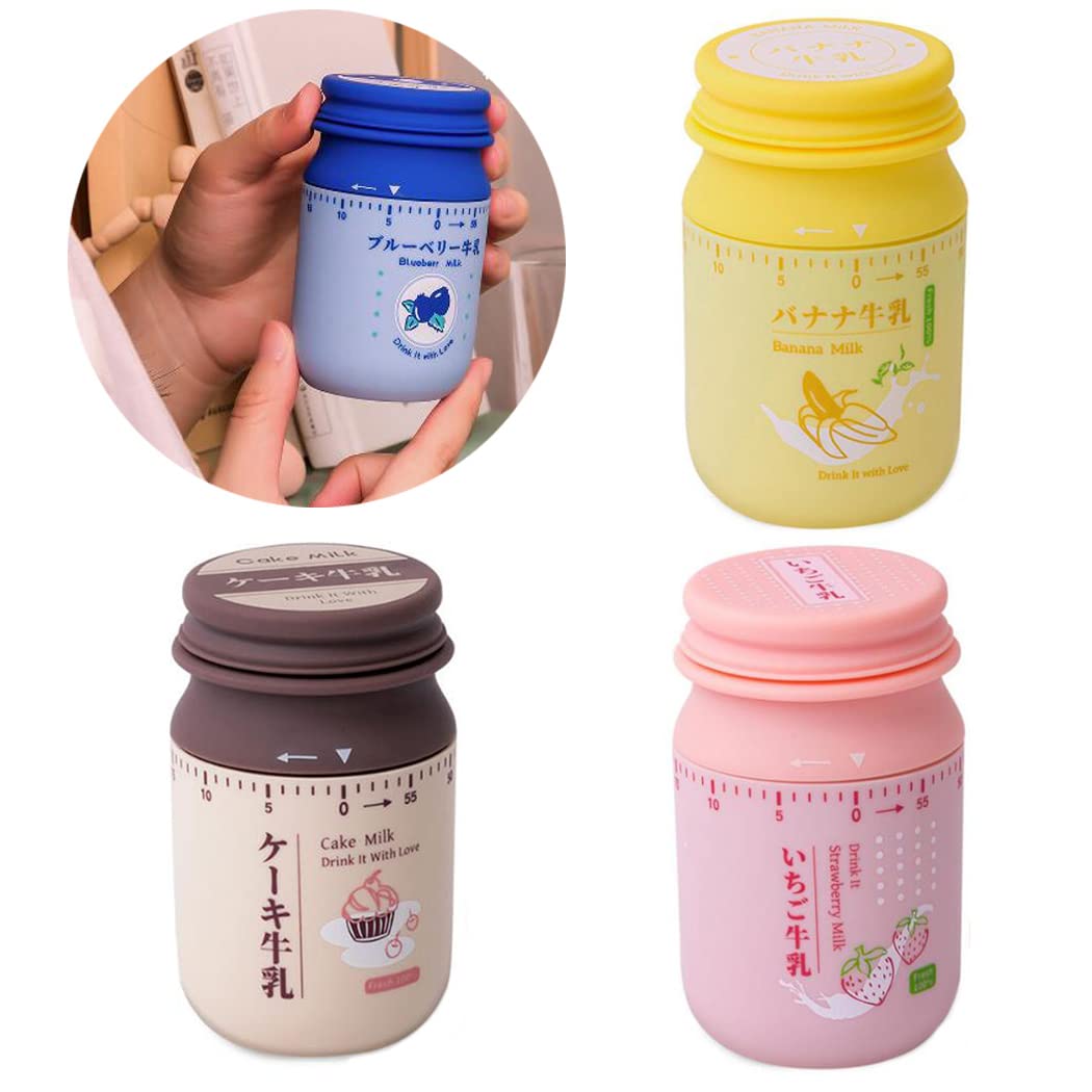 Hoshen 60-Minute Manual Rotating Milk Bottle Shaped Timer - Kitchen Cooking & Baking Timer, Student Study Reminder Tool - Pink (Random New/Old Model) - Perfect for Classrooms, Home Baking & Time Management