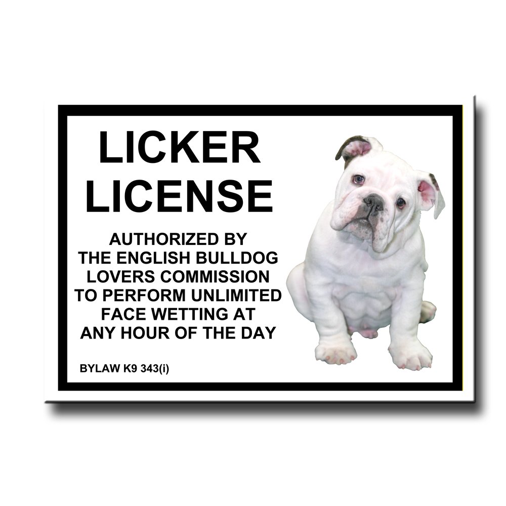 Funny English Bulldog Licker License Fridge Magnet No.3 - Cute Kitchen Decor for Refrigerators, Offices & Gifts