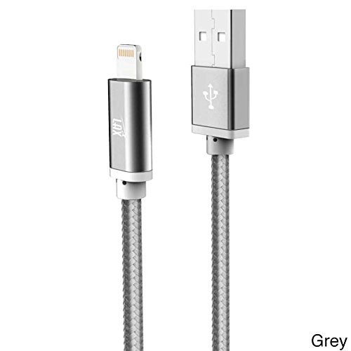 Apple MFi Certified Lightning Cable 6ft - Fast Charging & Sync for iPhone 14/13/12/11/X/8/7 - Durable Nylon Braided Gray USB Cable (Perfect for Home, Office & Travel)