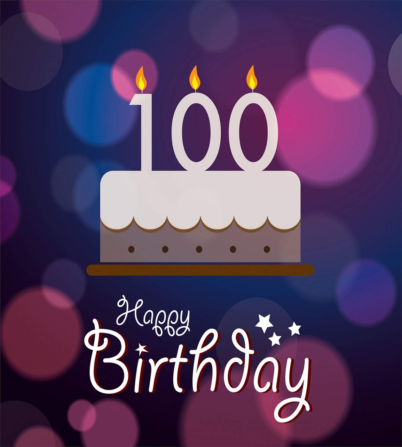 Ambesonne 100th Birthday Duvet Cover Set - Cartoon Cake & Candles Print on Abstract Background, 2-Piece King Size Bedding with 4 Pillowcases (Purple & Pink) - Perfect for Milestone Celebrations & Themed Bedroom Decor
