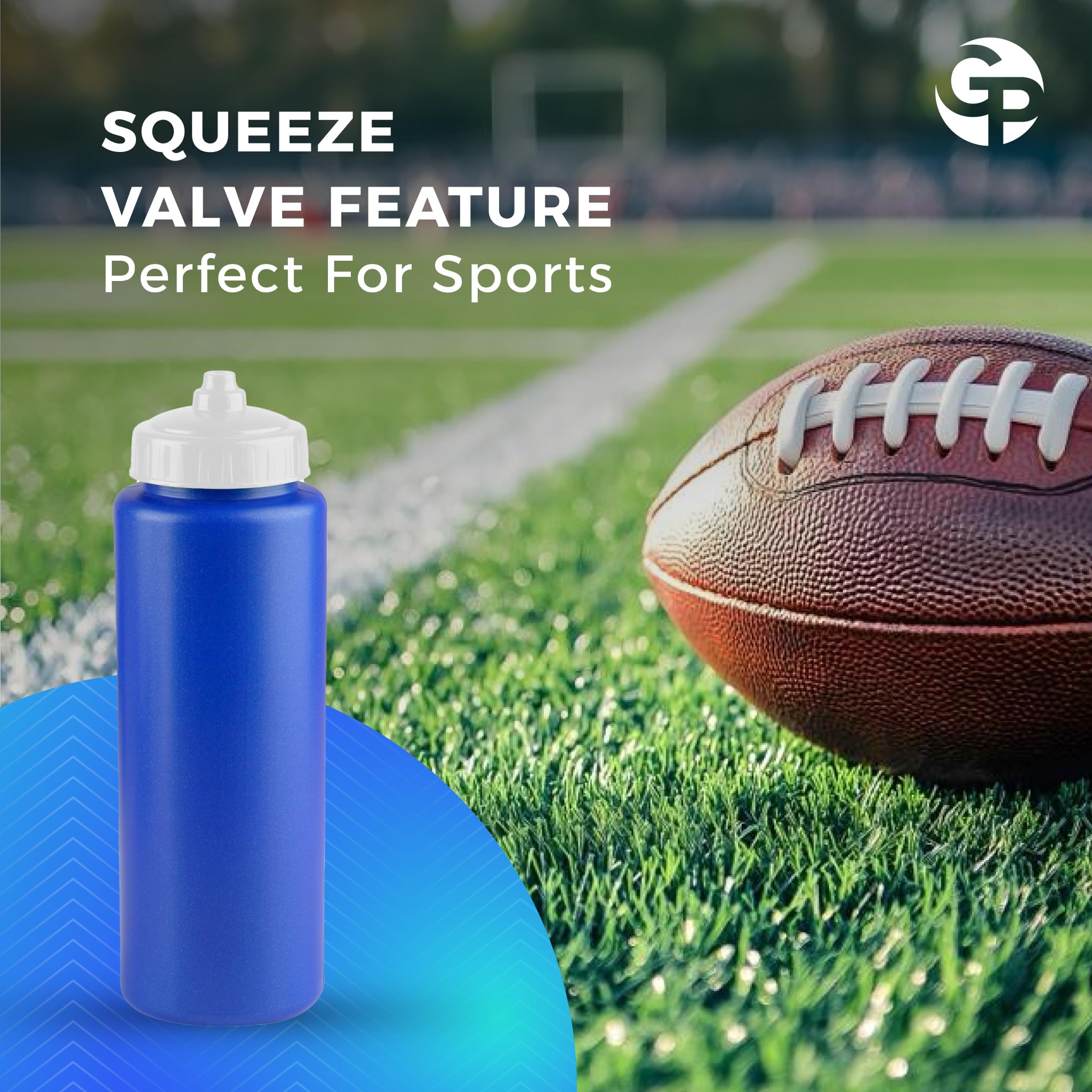 32 oz BPA-Free Sports Water Bottle 25-Pack - Gym, School & Team Sports Squeeze Bottle by Gary Plastic Packaging - Perfect for Hydration During Workouts, Outdoor Activities & Daily Use