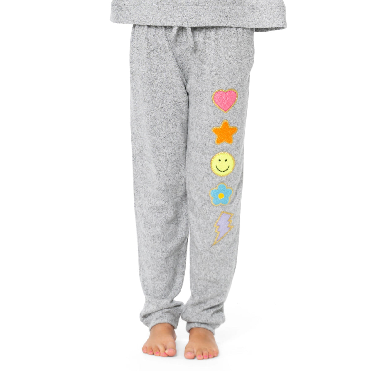 Trendy Icons & Patches Hacci Sweatpants for Women - Soft & Comfortable Joggers for Casual Wear, Lounge, and Gym