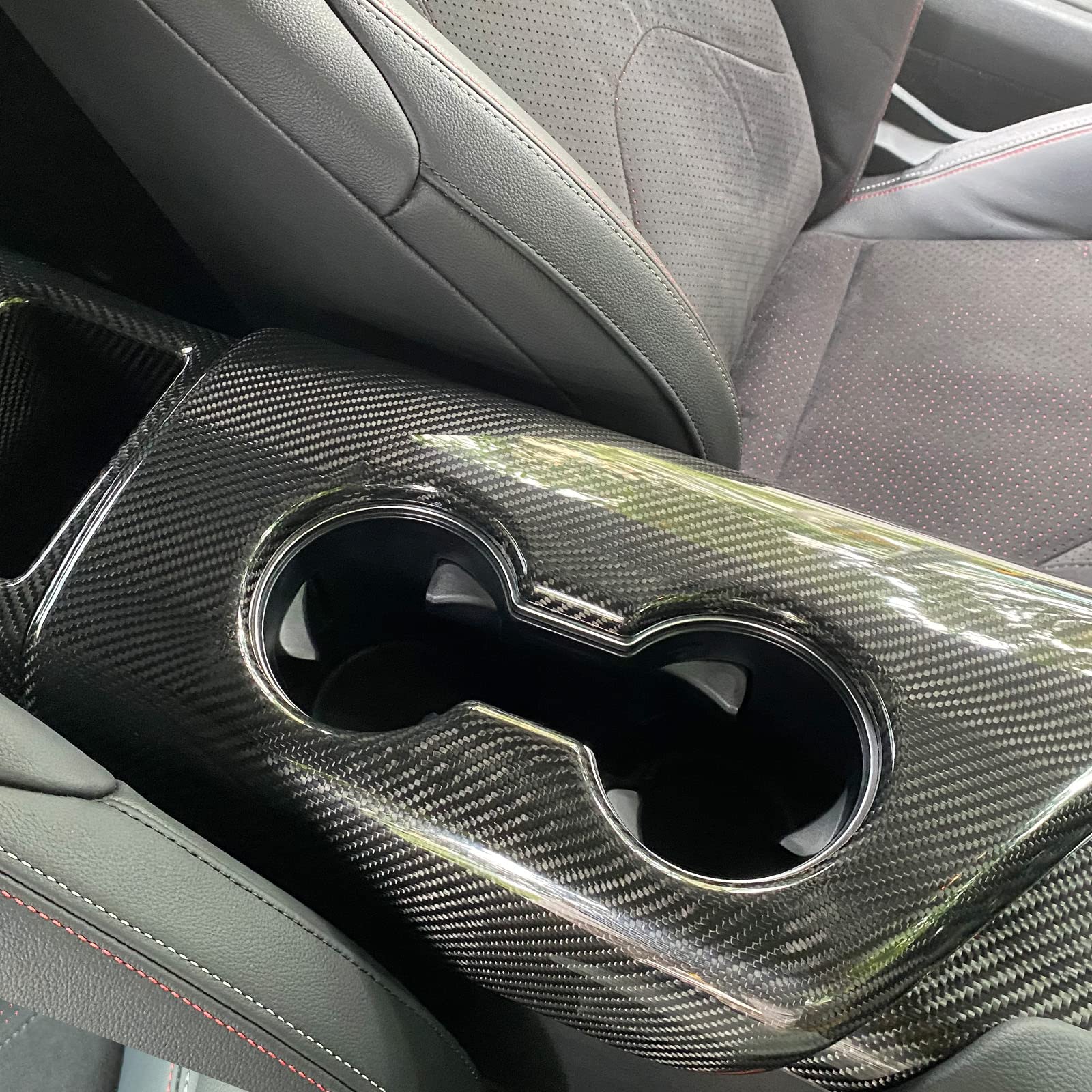 **Real Carbon Fiber Center Console Cover for Toyota Supra GR A90 A91 MK5 (2019-2024) - Armrest Box & Cup Holder Trim - Black Carbon Fiber - Upgrade Interior Styling & Protection**    *(Perfect for enhancing luxury feel, protecting from scratches, and adding sporty style to your Toyota Supra GR interior.)*