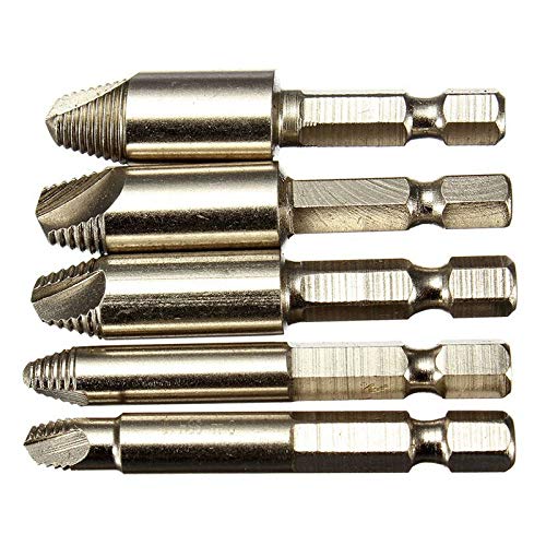 5-Piece Screw Extractor Drill Bit Set - 1/4
