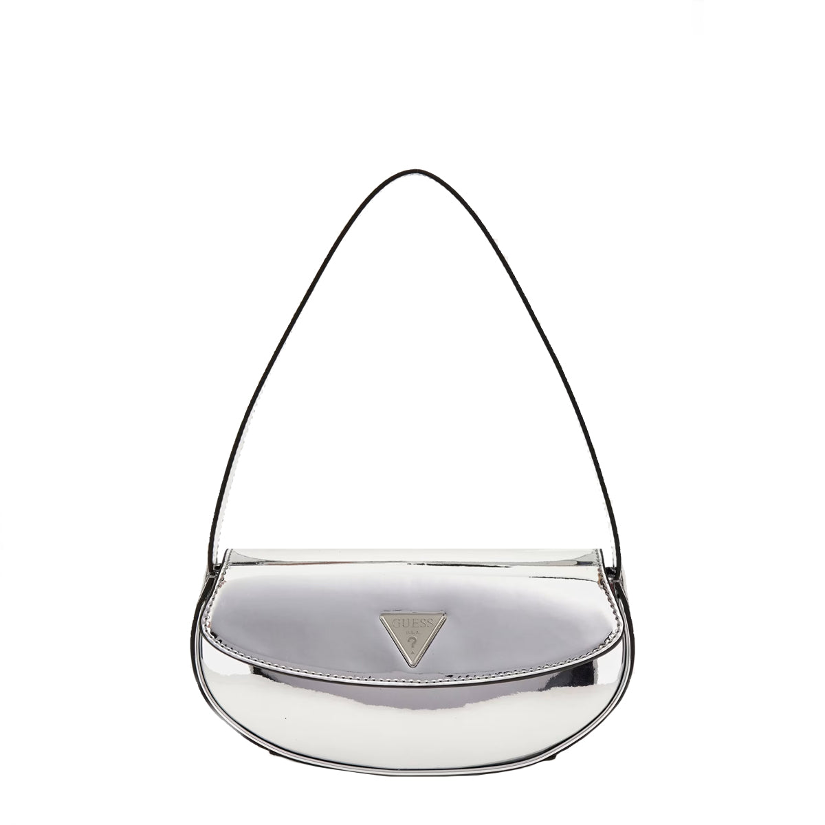 Guess Arnela Specchio Silver Shoulder Bag for Women | Fashion Mirror-Design Crossbody Purse | HWMY9496780 | Perfect for Parties, Date Nights & Evening Events