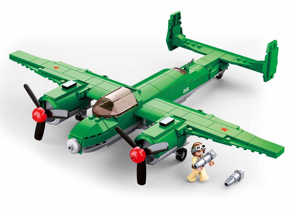 Sluban WW2 Tupolev TU-2 Bomber Airplane Building Blocks Set - 311 Pieces Military Aircraft Model (M38-B0688) for Collectors & History Enthusiasts | Perfect for Display, Gift & WWII Historical Scenes