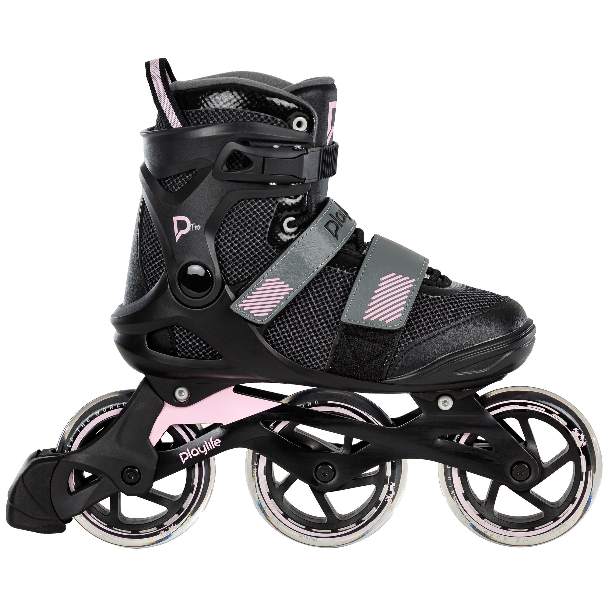 Playlife GT 110 Inline Skates for Women - Adjustable Pink Roller Skates for Kids & Adults - Perfect for Outdoor Fitness, Roller Rinks & Recreational Skating