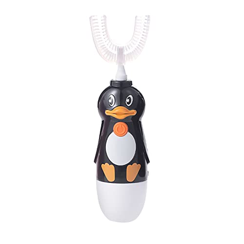 Simayixx Kids Electric Toothbrush Set - Battery Powered Soft Bristle Toothbrush with Cute Animal Cover for Gentle Oral Care | Easy On/Off | Teeth Whitening (Black) | Perfect for Toddlers & Children's Daily Dental Hygiene Routine