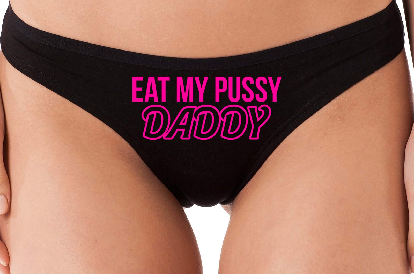 Sexy Black Thong Underwear for Women - Oral Sex Lingerie - 'Eat Me' & 'Lick Me' Designs - Perfect for Roleplay & Intimate Moments