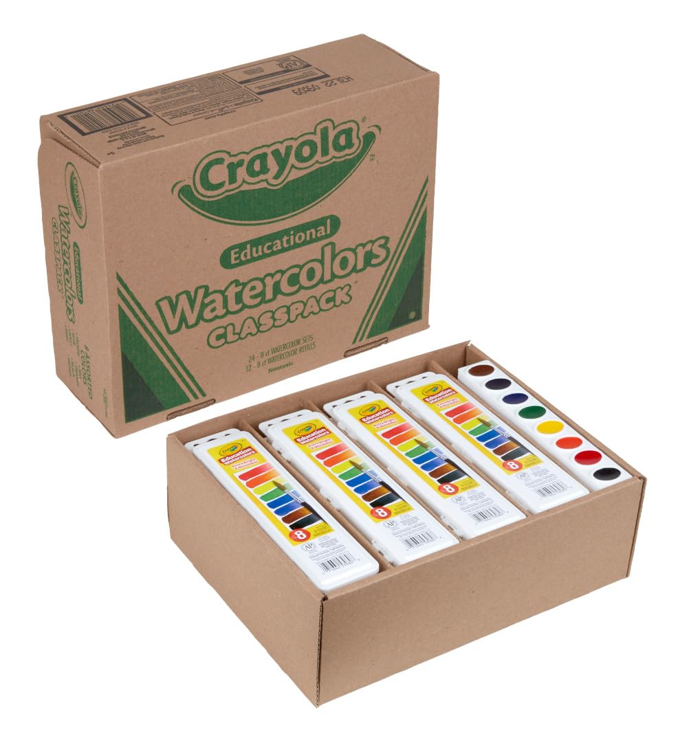 Crayola Watercolor Classpack - Bulk Paint Set for Kids with 24 Trays & 12 Refills | Non-Toxic School Art Supplies for Classroom, Homeschool & Creative Projects
