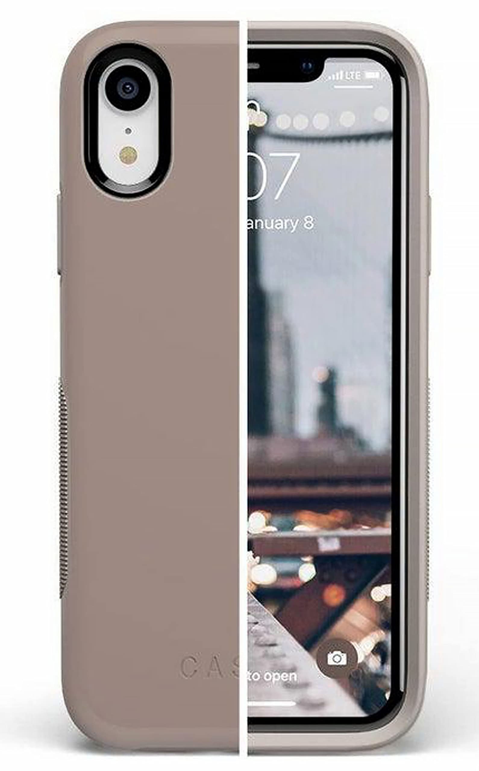 Casely iPhone XR Case - Taupe on Nude Solid Beige Aesthetic Cream Phone Cover | Slim Protective Shockproof Case for Women & Men | Perfect for Work, Travel & Everyday Use