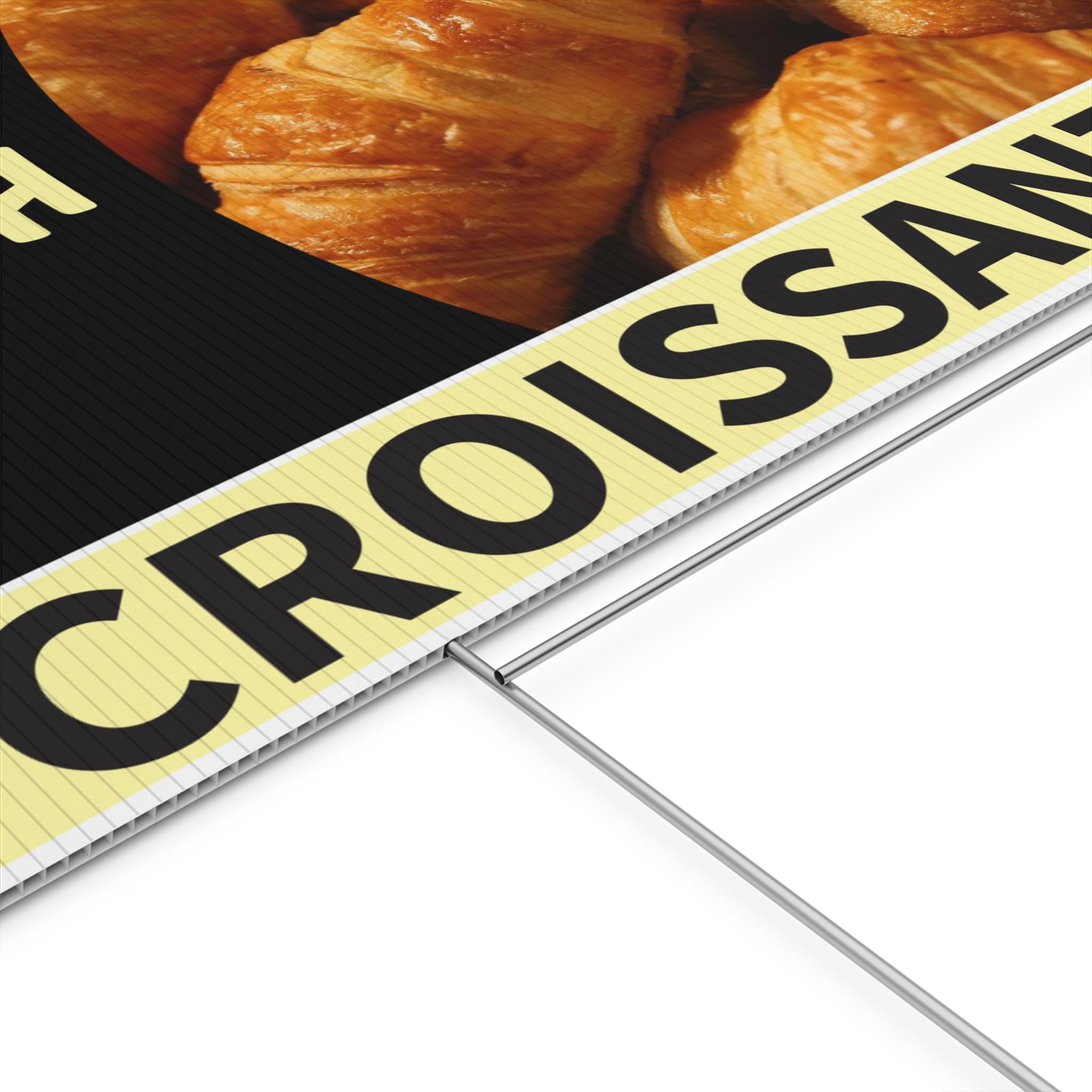 Fresh Baked Croissant Bread Sign - Large 24x36 Inch Weatherproof Corrugated Plastic Yard Sign with Metal H Stakes - Perfect for Bakeries, Cafes, Farmers Markets & Outdoor Advertising