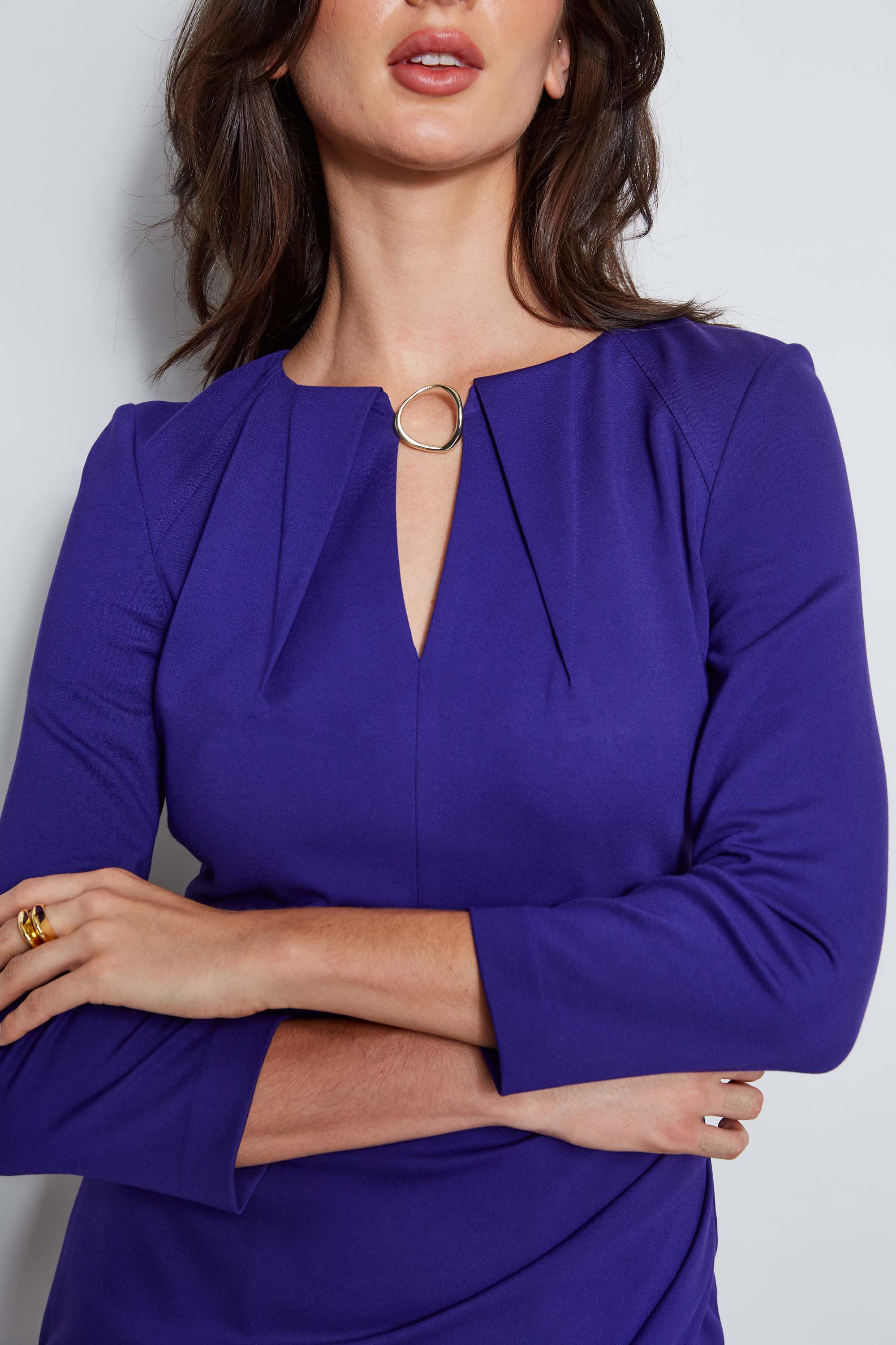 Keyhole Ring Wrap Dress for Women - Elegant V-Neck Sleeveless Midi Dress for Date Night, Party & Special Occasions