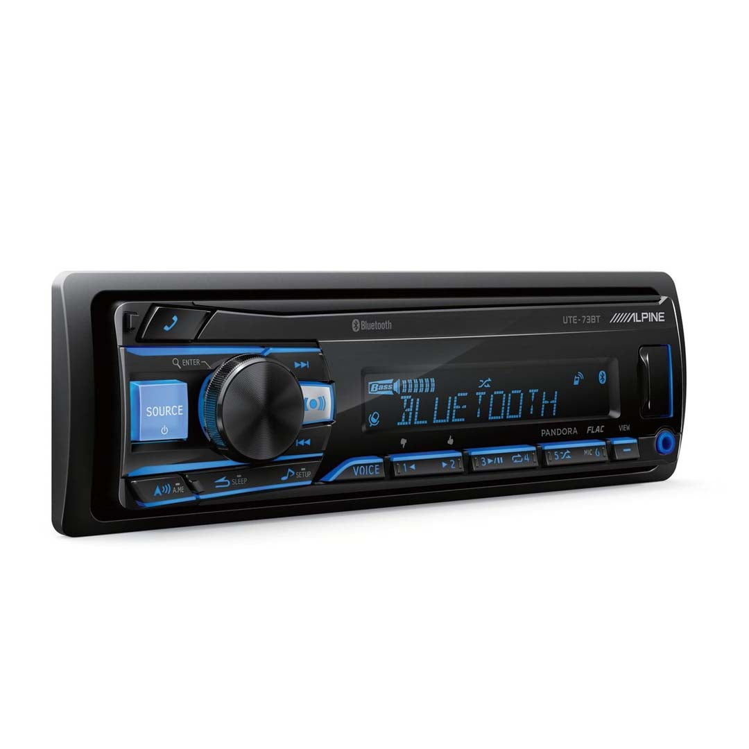 Alpine UTE 73BT Single DIN Car Stereo with Bluetooth, USB, Aux Input - Digital Media Receiver for Hands-Free Calling & Music Streaming - Perfect for Truck, SUV, and Car Audio Upgrades