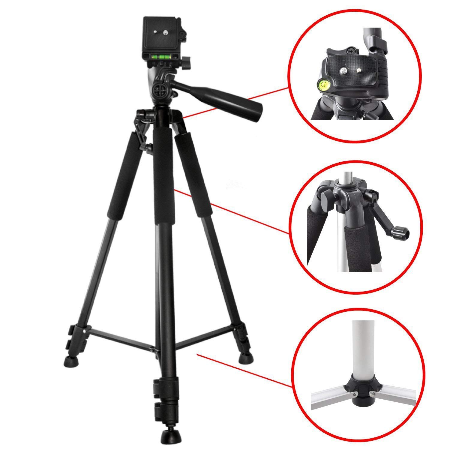 Lightweight 57-inch Camera Tripod for Sony Handycam Camcorders - HDR-AS100V, CX220, CX230, CX240, CX290, CX330, CX380, CX430V, CX900, PJ230, PJ275, PJ340, PJ380, PJ430V, PJ540, PJ650V, PV790V, PJ810 - Perfect for Travel, Vlogging, and Outdoor Shooting