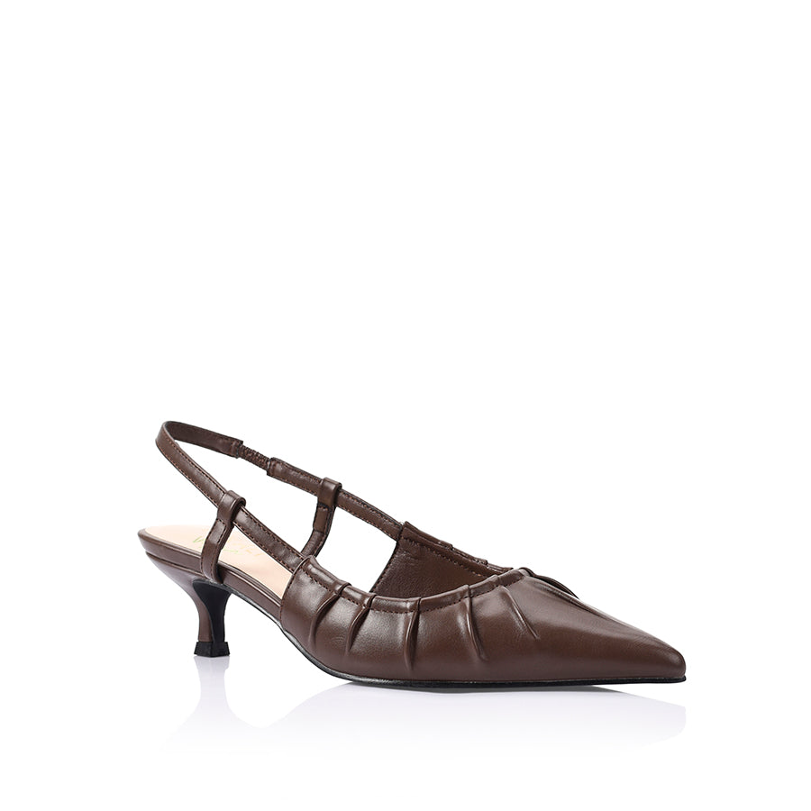 Lucius Slingback Kitten Heels for Women - Comfortable Low Block Heels (2.5 Inch) in Chocolate Brown | Perfect for Office, Wedding & Daily Wear