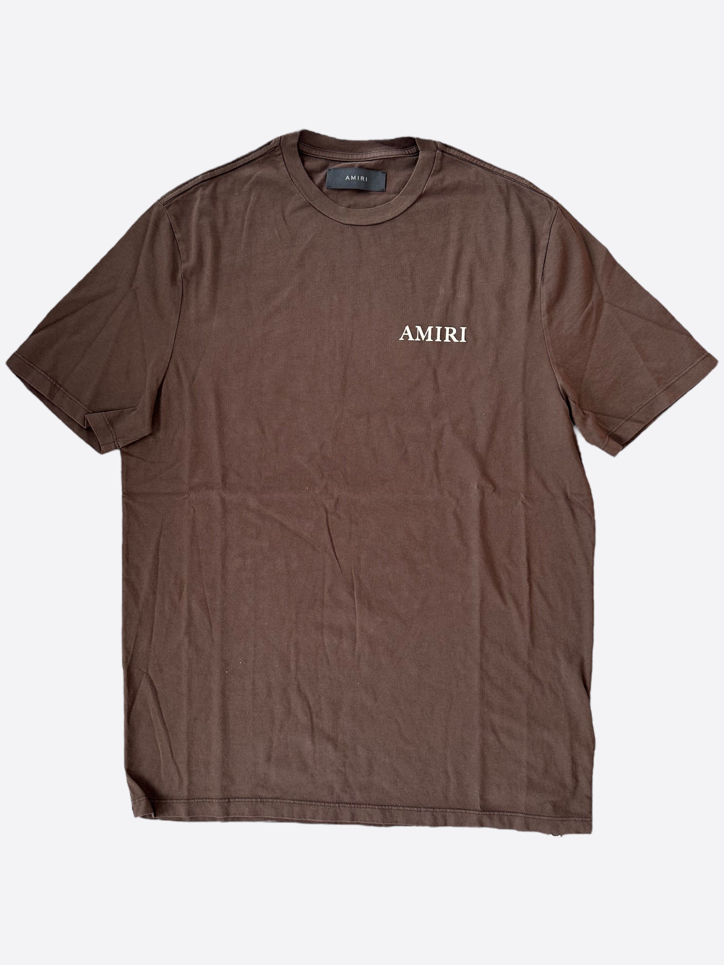 Amiri Brown & White Puff Logo T-Shirt for Men - Stylish Graphic Tee for Casual Wear, Street Fashion & Everyday Outfits