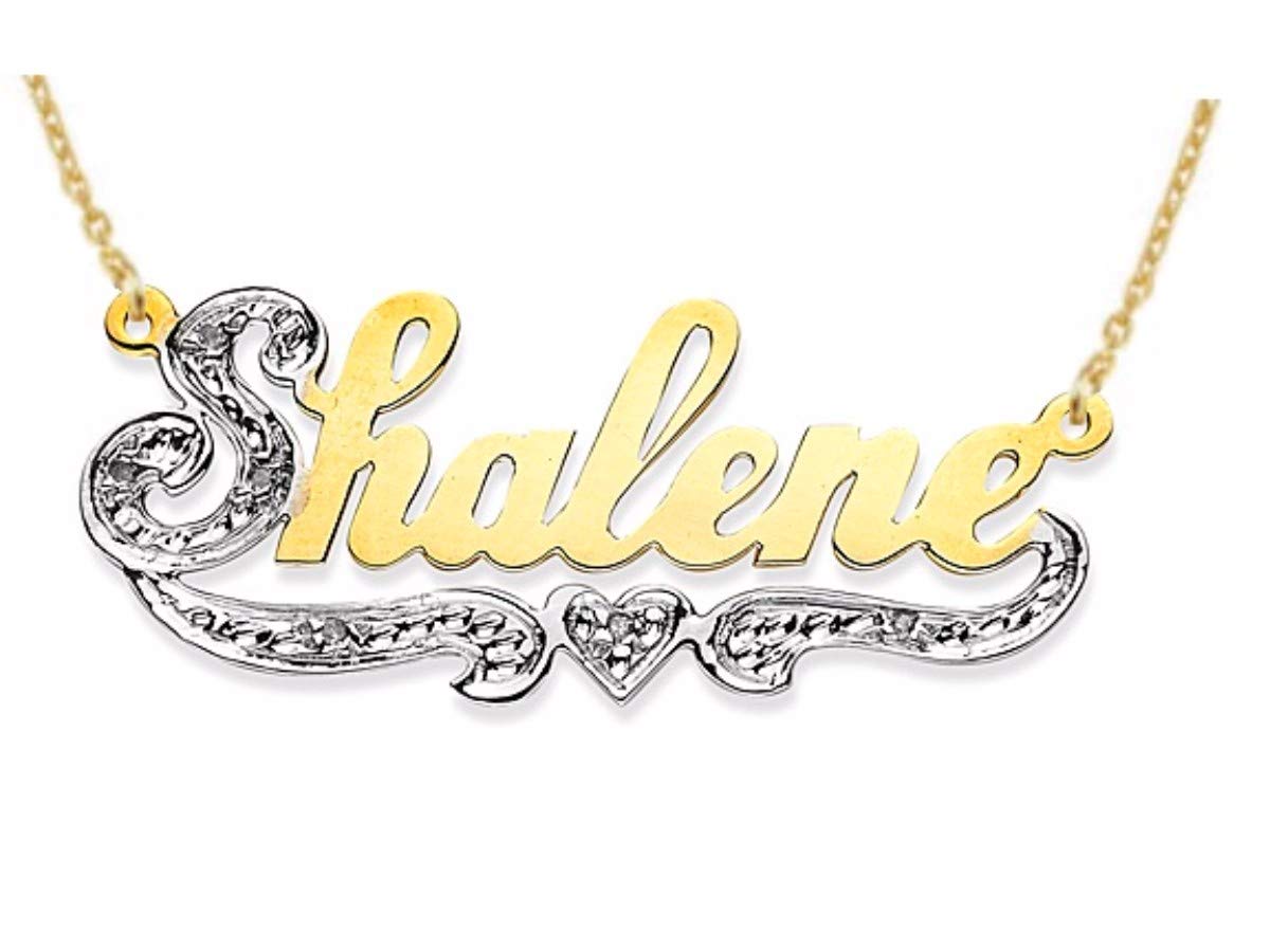 Rylos Personalized Nameplate Necklace for Women & Men - 0.10 Carat Diamond, Sterling Silver or Gold Plated, Shiny Custom Jewelry - Perfect for Anniversaries, Gifts & Special Occasions