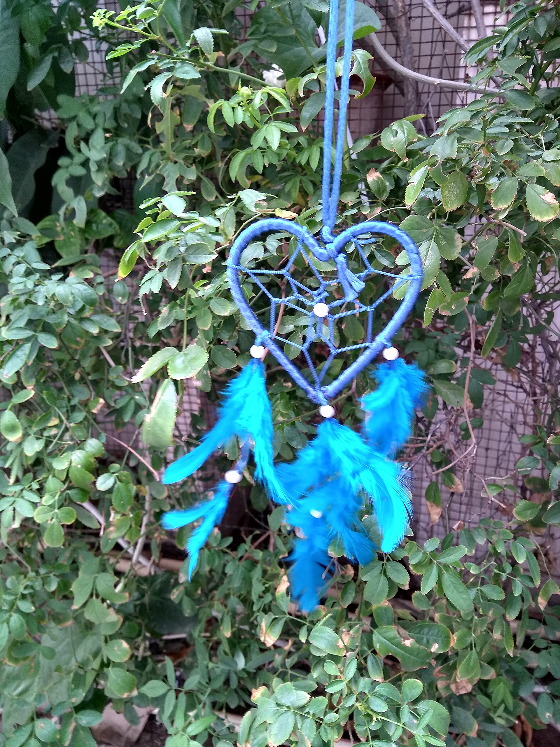 Handmade Dream Catchers Wall Decor - Blue Heart Feather Hanging Ornament for Bedroom, Nursery, Home & Car (3 Inch) | Perfect for Boho Decor, Baby Shower Gifts & Spiritual Protection