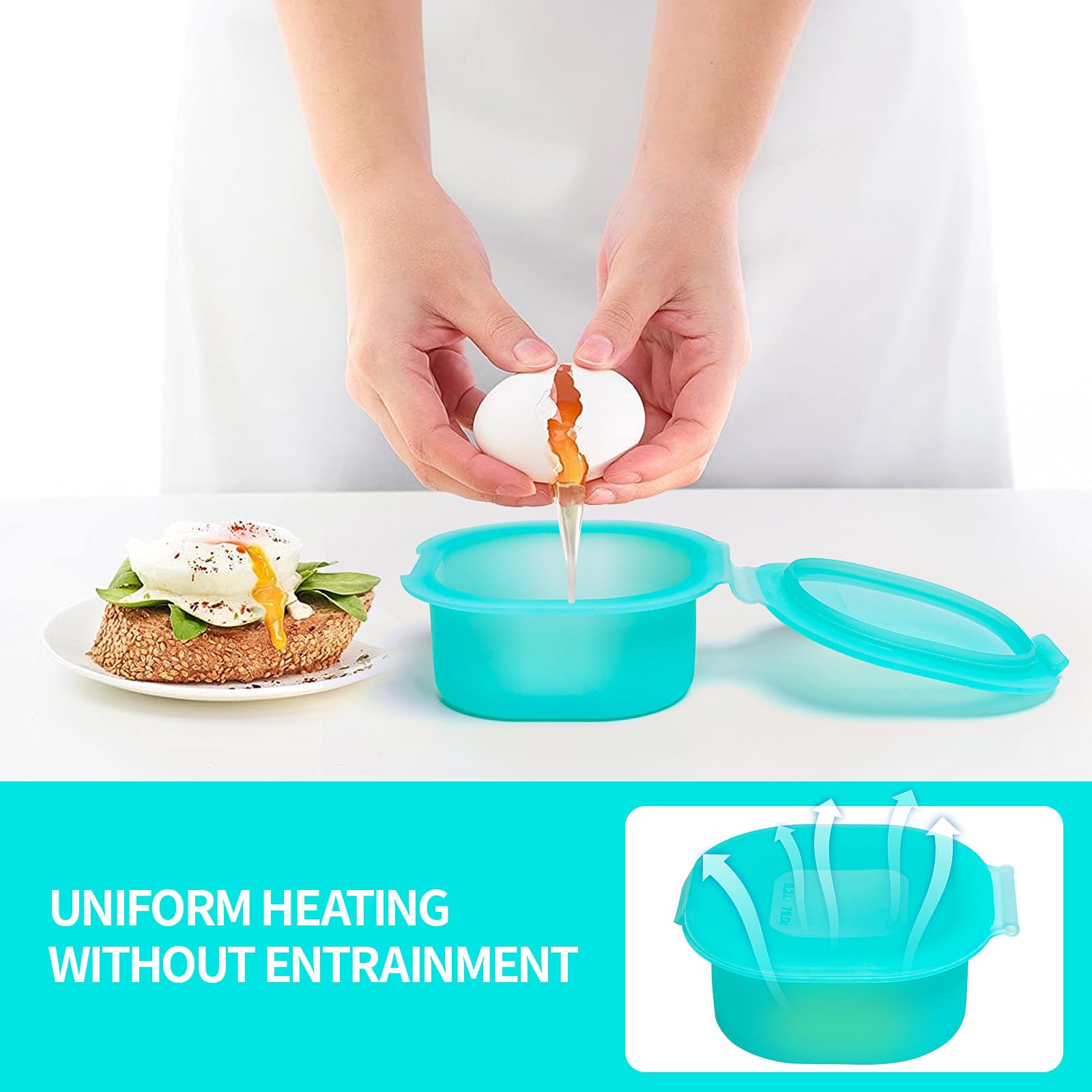 3-Pack Nonstick Silicone Square Egg Pan with Lid for Air Fryer - Perfect for Square Breakfast Eggs, Meal Prep & Healthy Cooking | BPA-Free, 3-Inch Green Containers