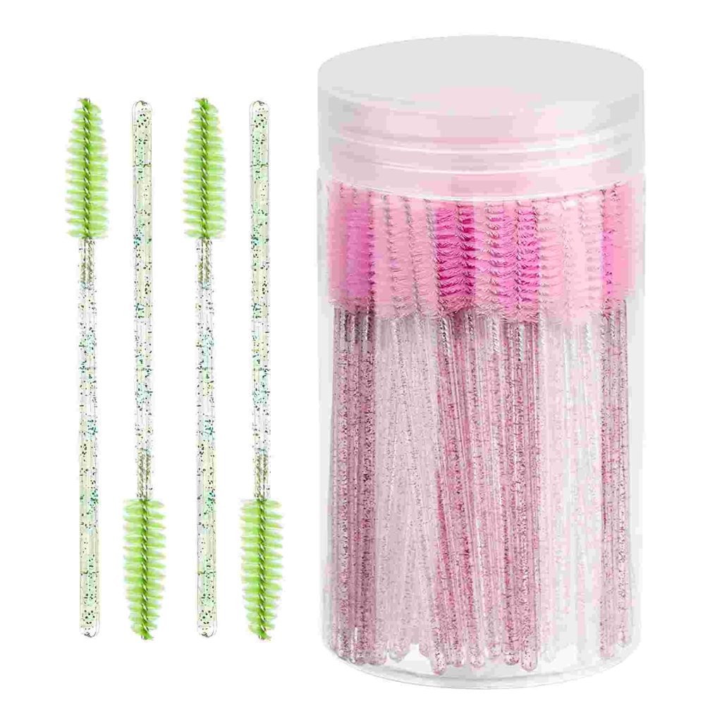 100 Pcs Clear Crystal Mascara Wands with Brush Applicators - Perfect for Makeup Application, Lash Extensions & DIY Beauty Projects