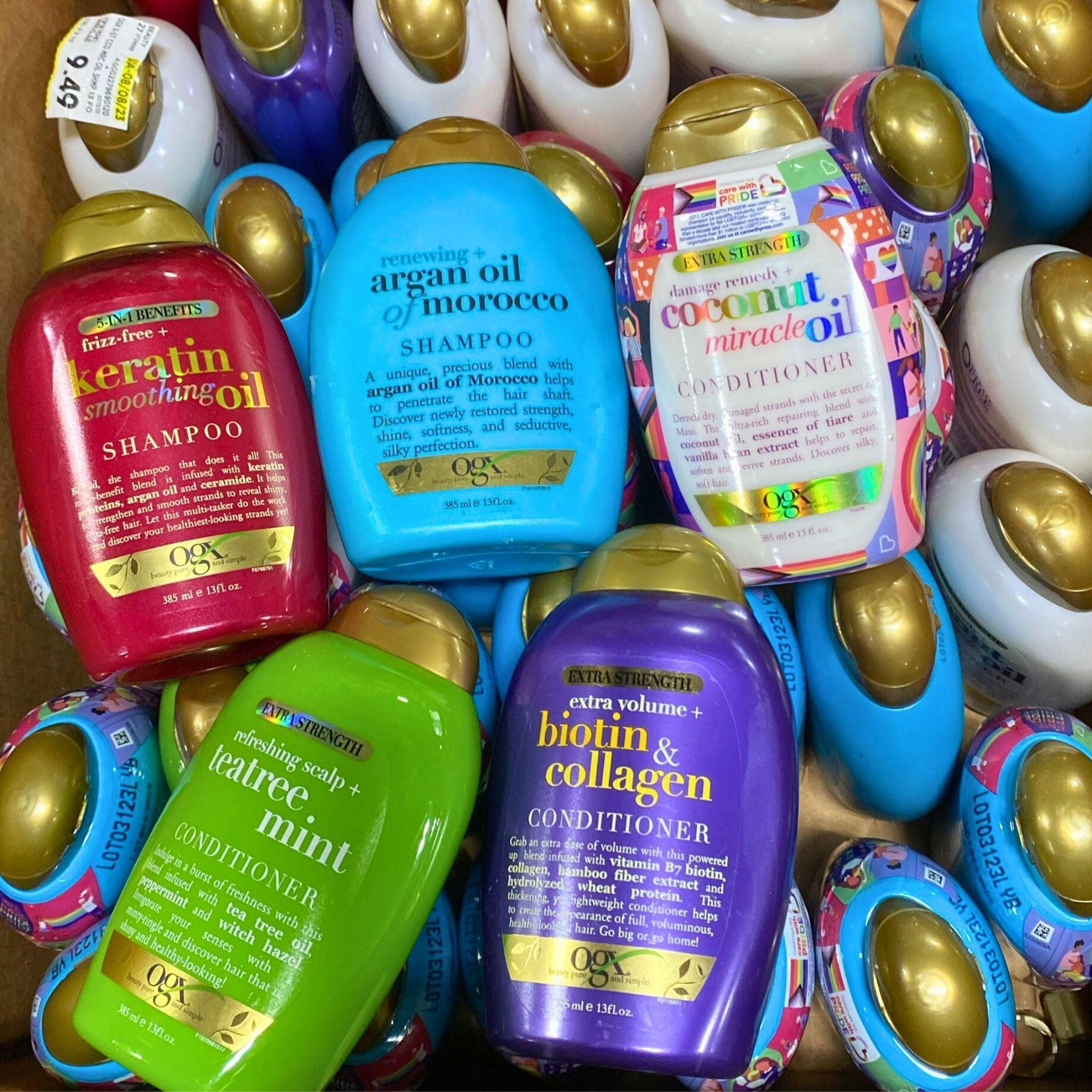 OGX Shampoo & Conditioner Variety Pack - 13 fl oz (50-Piece Bulk Set) for Salon, Travel & Home Use - Argan Oil, Coconut Milk & Biotin Formulas