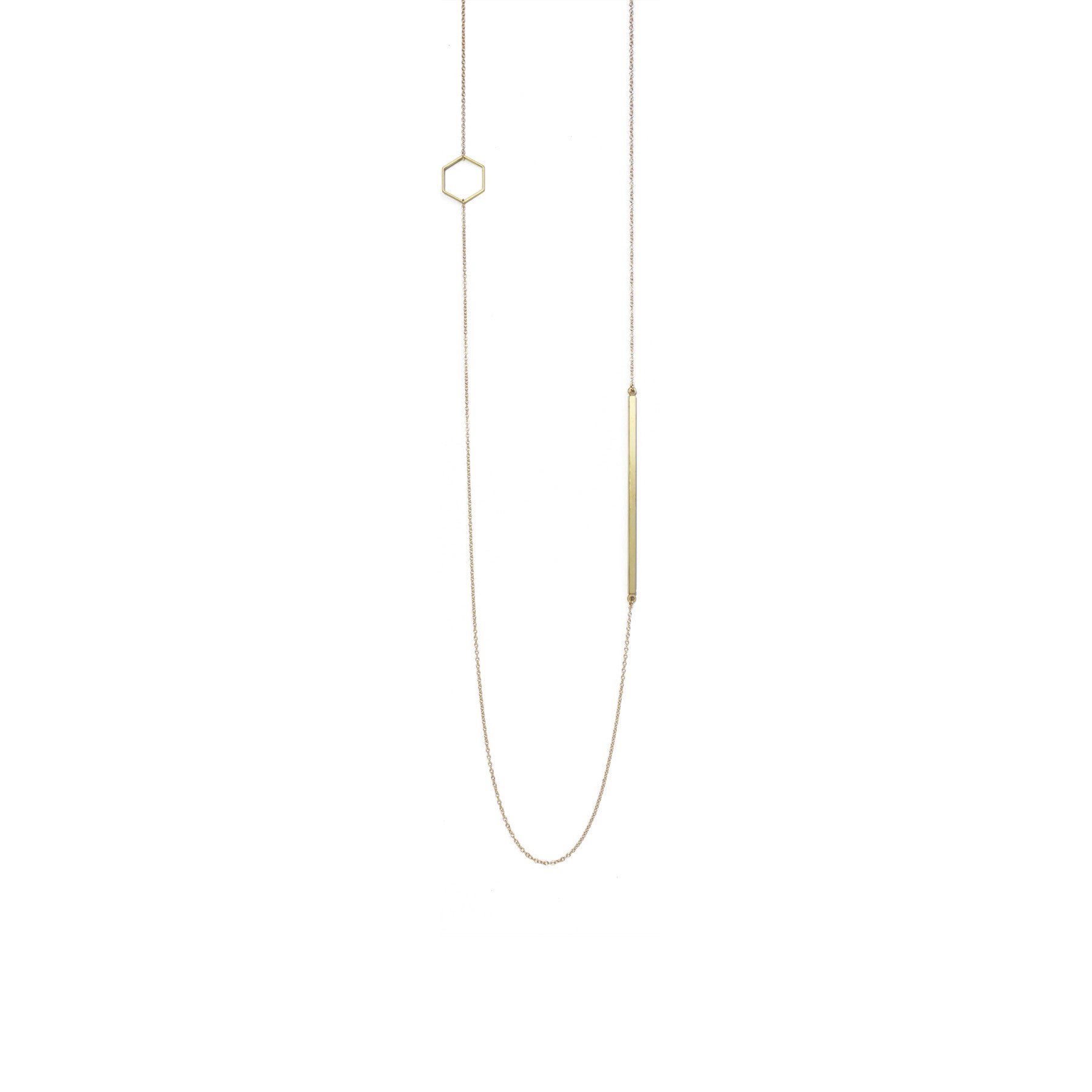 Hexagon and Bar Necklace - Geometric Minimalist Gold Pendant for Women - Perfect for Everyday Wear, Layering & Special Occasions