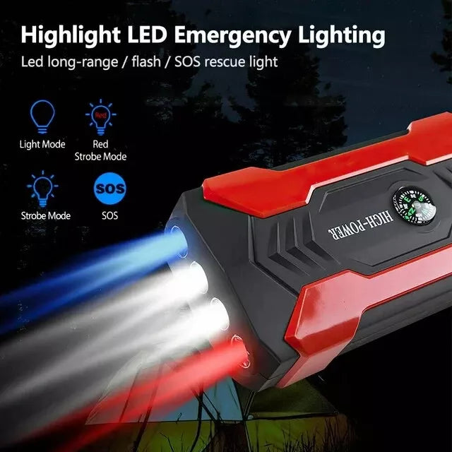 Portable Car Battery Jump Starter - 2000A Peak Power, USB Power Bank, Emergency LED Flashlight - for Dead Battery Jump Start, Camping, Roadside Emergencies & Outdoor Adventures
