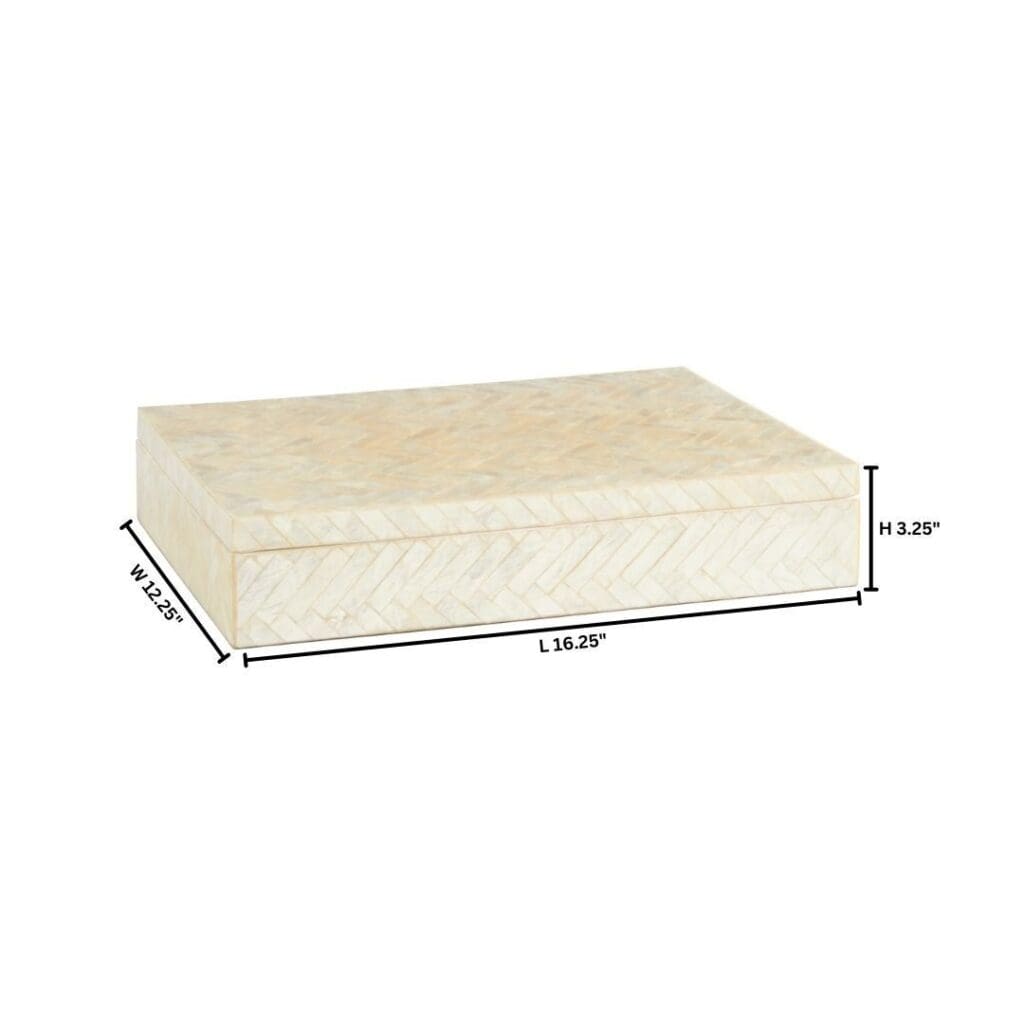 Cyan Design 11683 Triton Rectangle Box - Pearl Finish, Large Size | Elegant Home Decor & Jewelry Storage for Bedroom, Bathroom, or Gift Giving