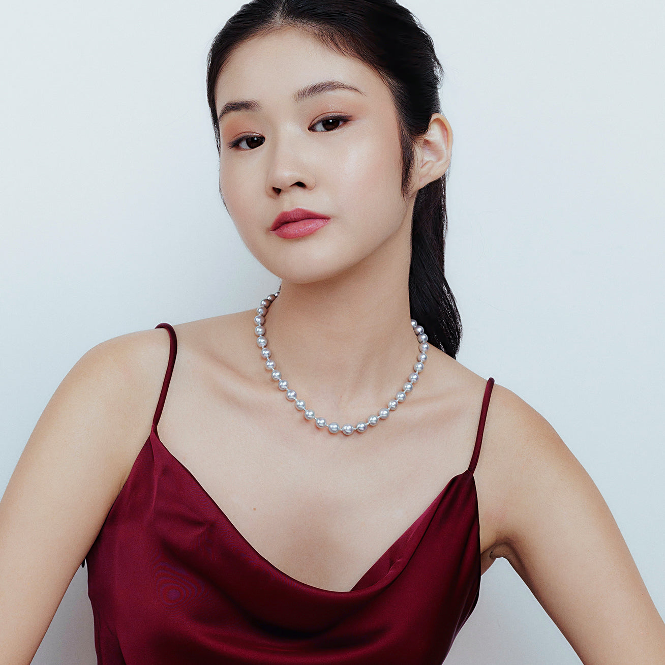 18K Gold Akoya Pearl Necklace - Silver Blue Lustre, Elegant Jewelry Gift for Women, Perfect for Weddings, Parties & Special Occasions