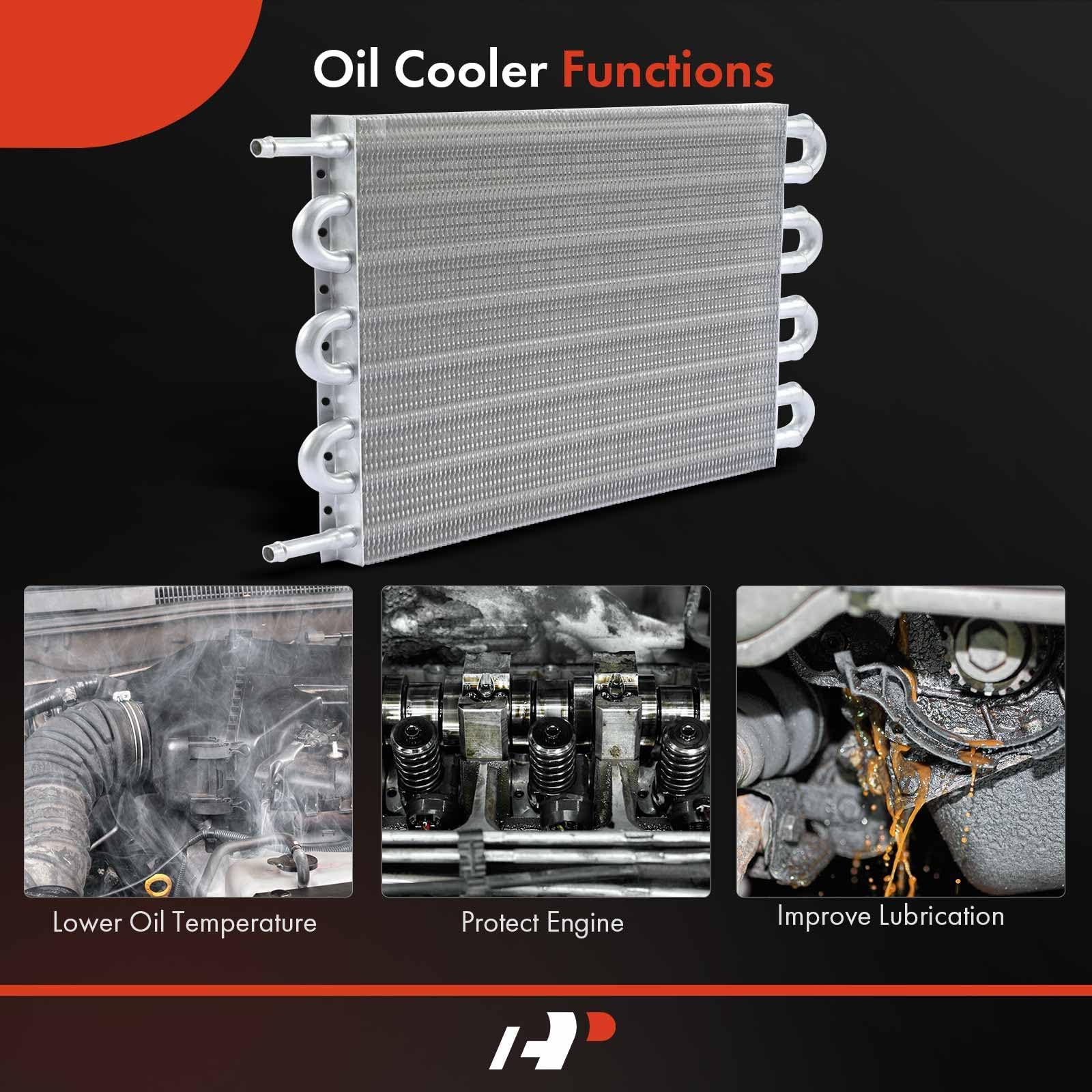 Premium Universal Aluminum 8-Pass Tube & Fin Transmission Oil Cooler Kit with Hose Mounting Kit - Perfect for High-Performance Vehicles, Trucks, and Off-Road Applications
