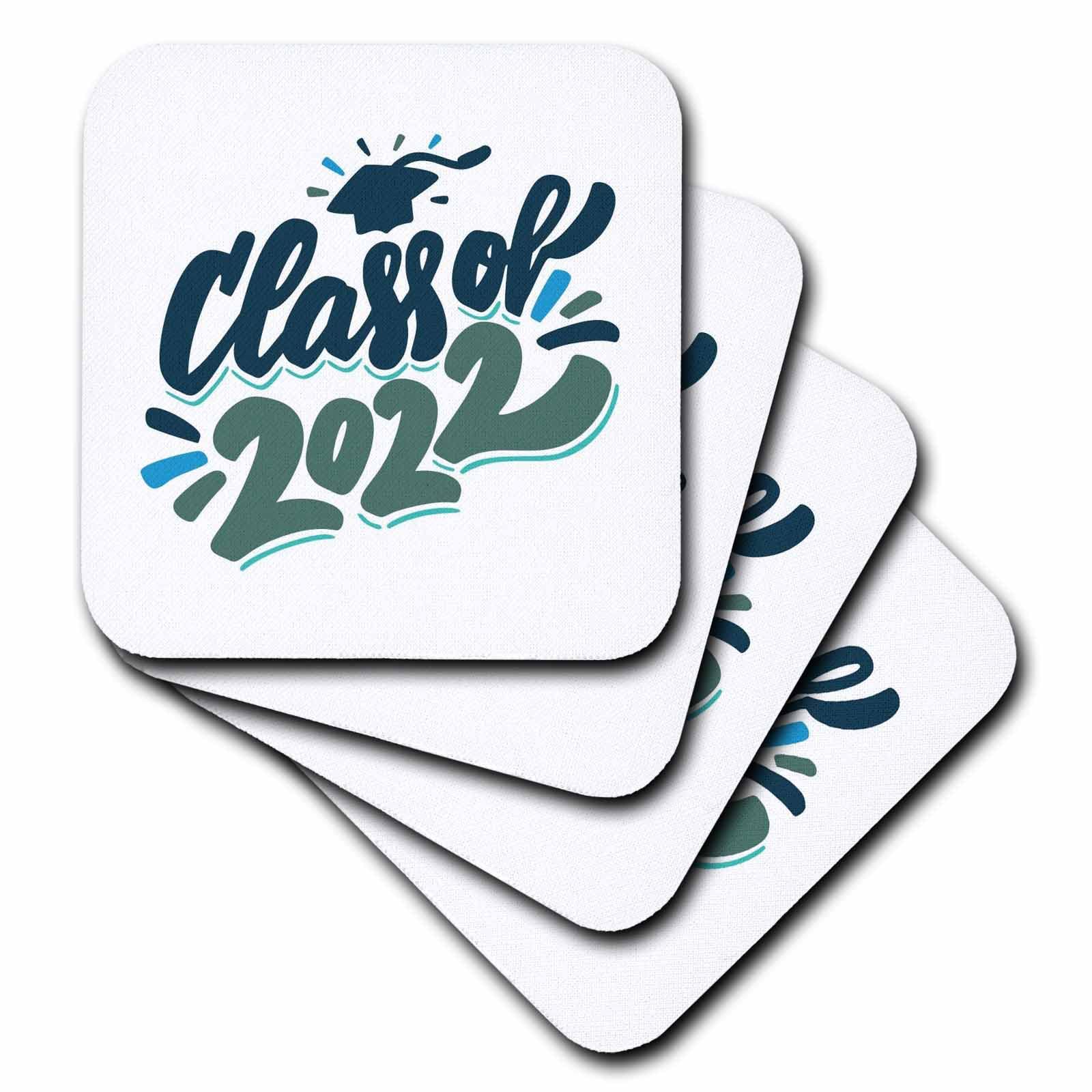 3dRose Class of 2022 Graduation Coasters Set - Rosette Design Ceramic Drink Coasters - Perfect for Graduation Parties, Home Decor & Office Use