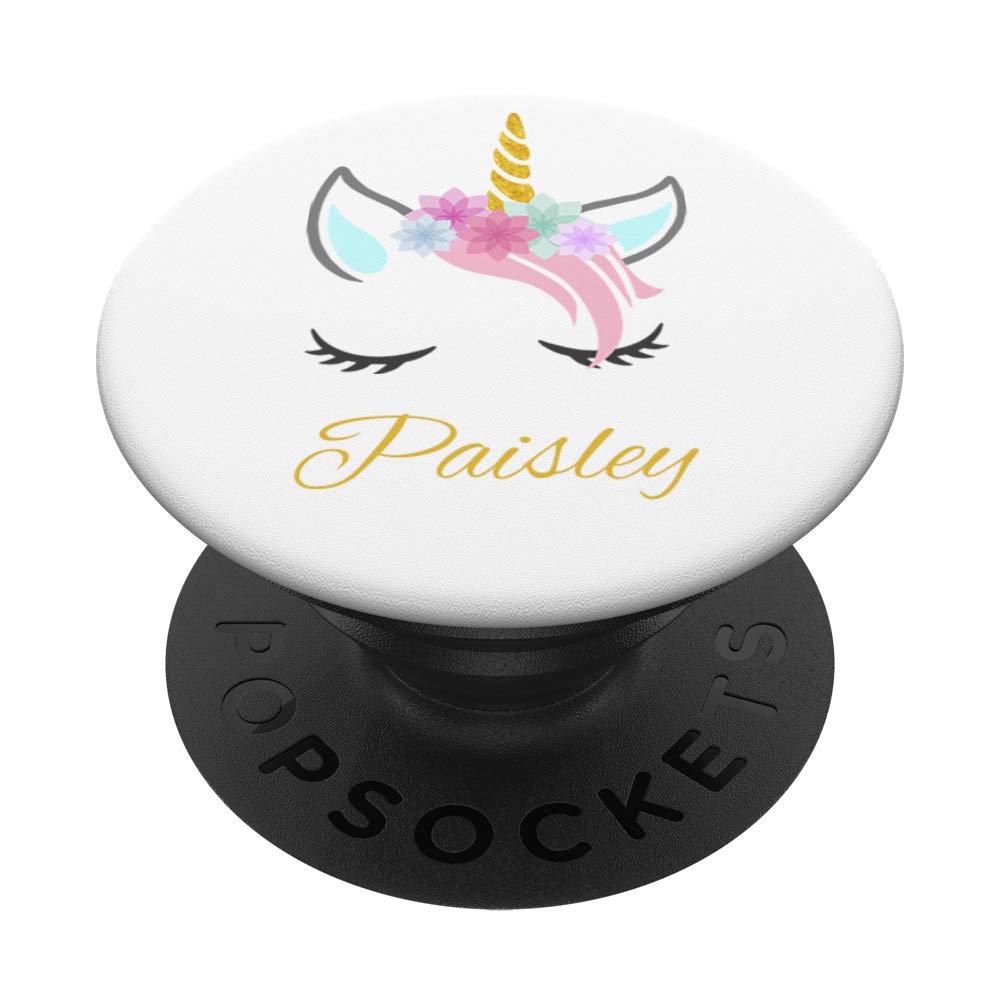 Personalized Unicorn PopSockets Grip & Stand - Custom Name Paisley Design for Phones & Tablets - Perfect Gift for Kids, Teens & Unicorn Lovers - Use at Home, School or Travel