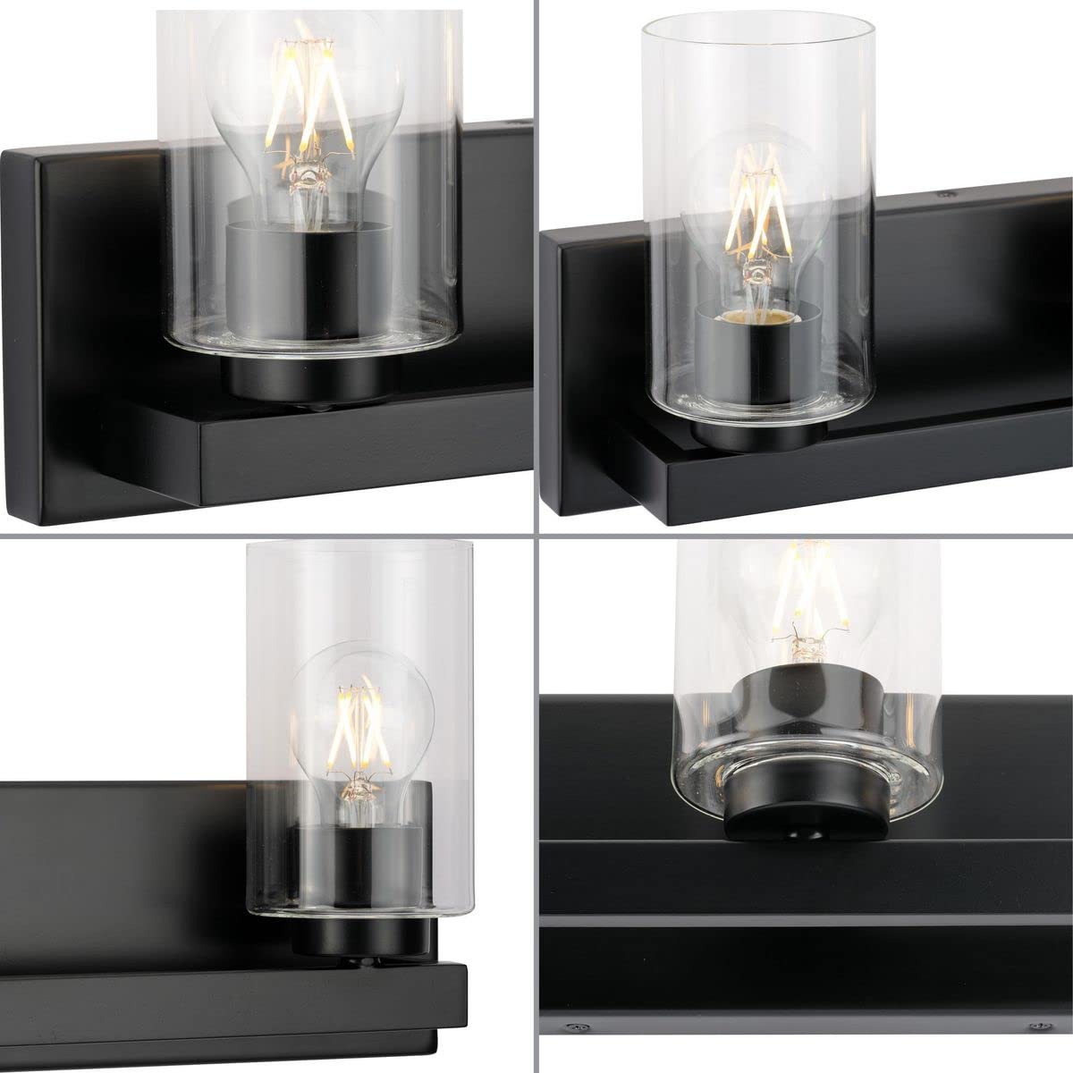 Goodwin Collection 21 Inch 3-Light Matte Black Modern Bathroom Vanity Light with Clear Glass Shades - Perfect for Bathroom Mirror Lighting, Powder Room, and Master Bath Decor
