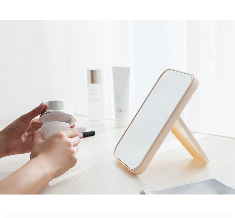 KPNG Foldable Desktop Makeup Mirror with Stand - Portable Square Cosmetic Mirror for Home & Travel, Dual-Purpose Tabletop or Wall Hanging Vanity Mirror (Pink) - Perfect for Bedroom, Bathroom & Dorm Room Makeup Application