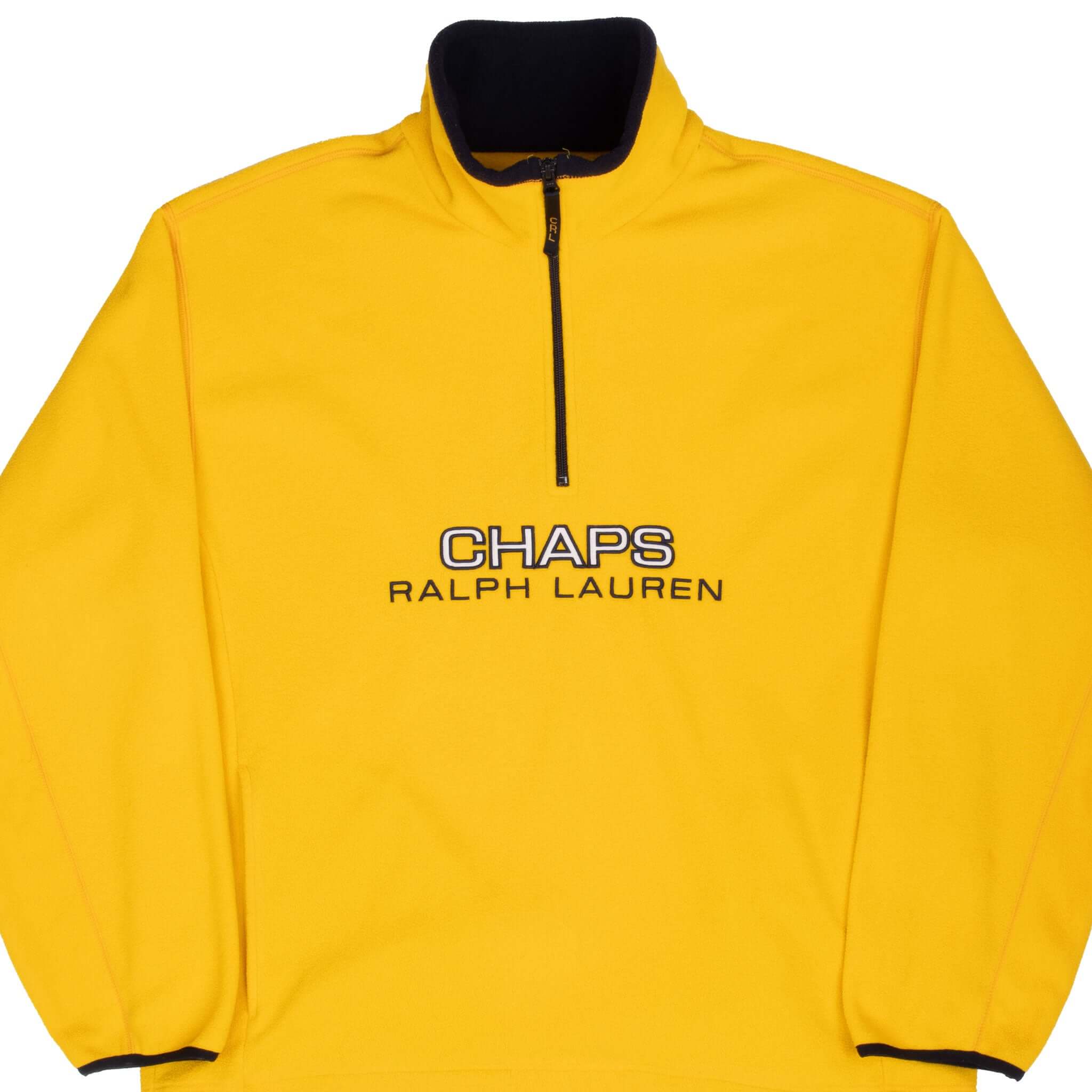 Vintage Ralph Lauren Chaps Yellow Fleece Pullover Jacket 1990s Medium - Cozy Retro Style for Casual Outings & Fall Layering