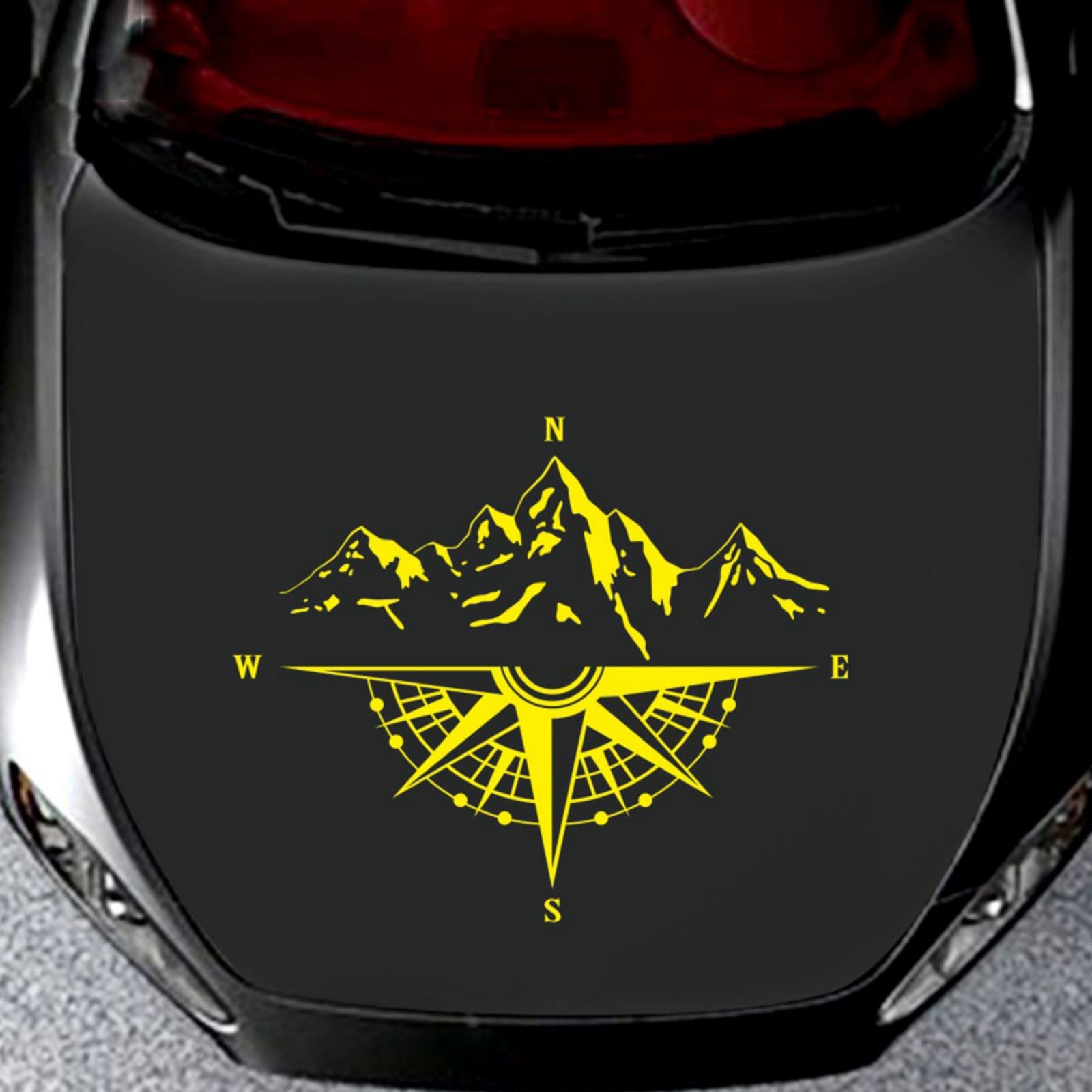 Waterproof PVC Vinyl Car Decals & Auto Compass Stickers - 50x41cm Yellow Hood & Body Styling Accessories for SUV, Truck, Jeep - Durable Vehicle Graphics for Outdoor Adventures & Road Trips