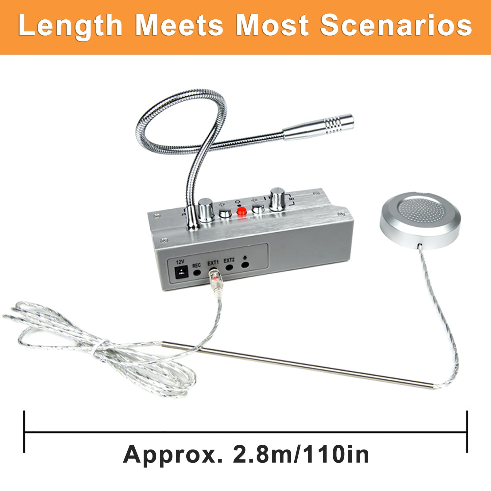 Two-Way Window Intercom Speaker with Mute Function - Silver | Clear Communication for Banks, Offices, Restaurants, Hospitals & Clinics | Ideal for Ticket Counters, Drive-Thrus & Security Checkpoints