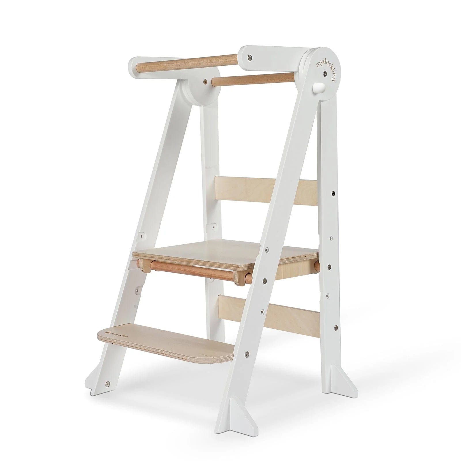 MILA Deluxe Folding Adjustable Learning Tower for Toddlers - Safe Kitchen Step Stool Helper for Kids Cooking, Baking & Learning - Montessori Style Wooden Step-Up Stool for Home & Classroom Use