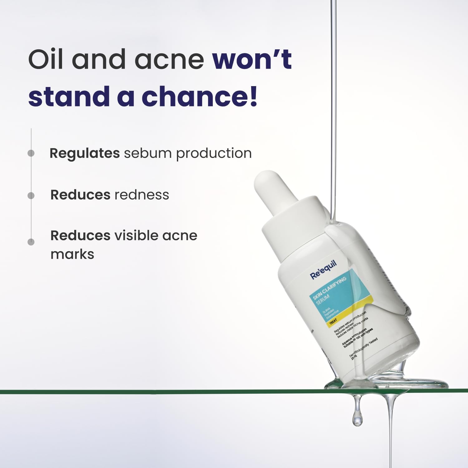 Reequil Skin Clarifying Serum with 1% Salicylic Acid & 5% Granactive - Acne Treatment for Active Breakouts, Oil Control & Pore Refining | 25ml | Perfect for Oily & Acne-Prone Skin | Day & Night Skincare Routine